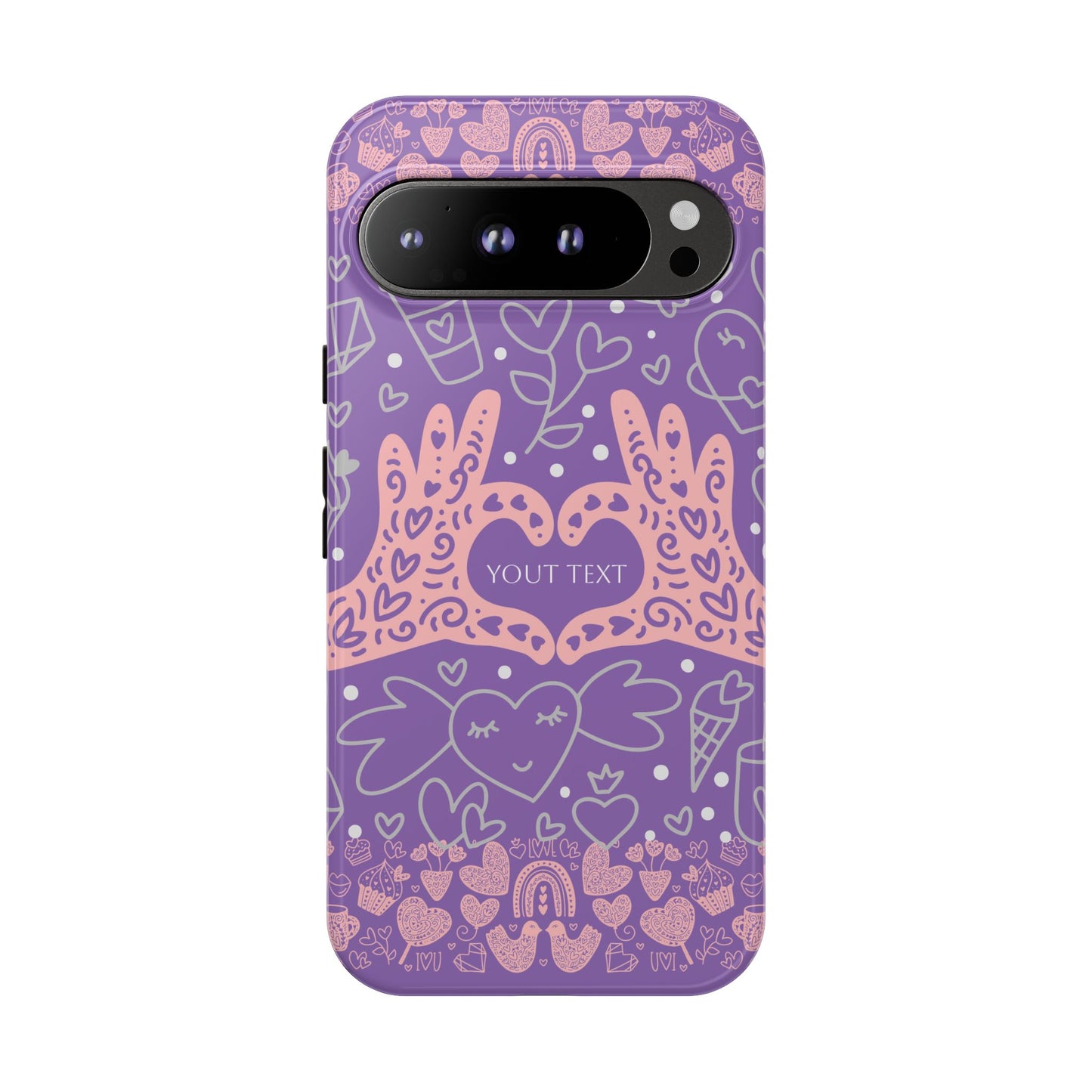 Colorful Heart Pattern Phone Case - Customizable Tough Case