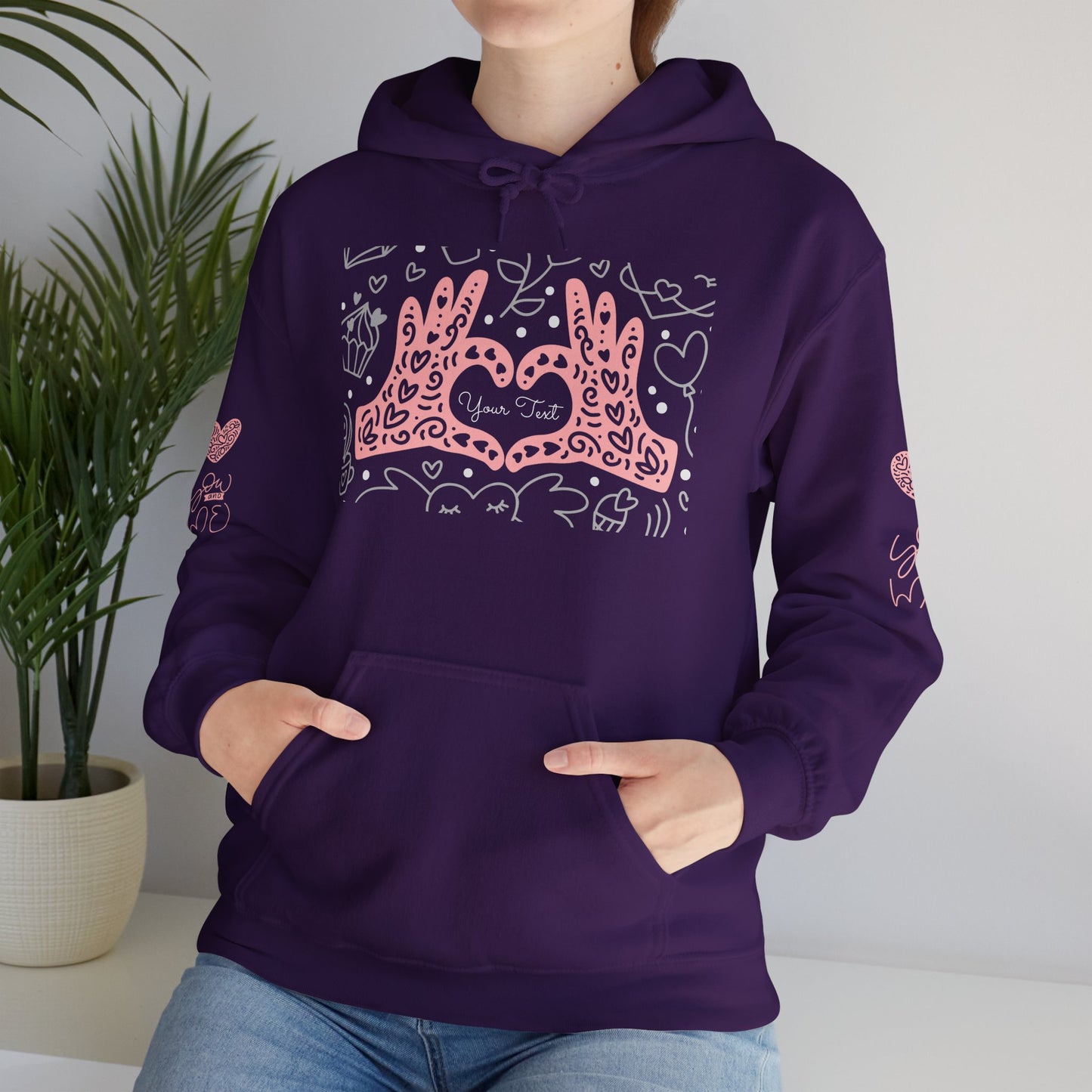 Love Hands Unisex Hooded Sweatshirt - Cozy & Cute for Couples and Friends