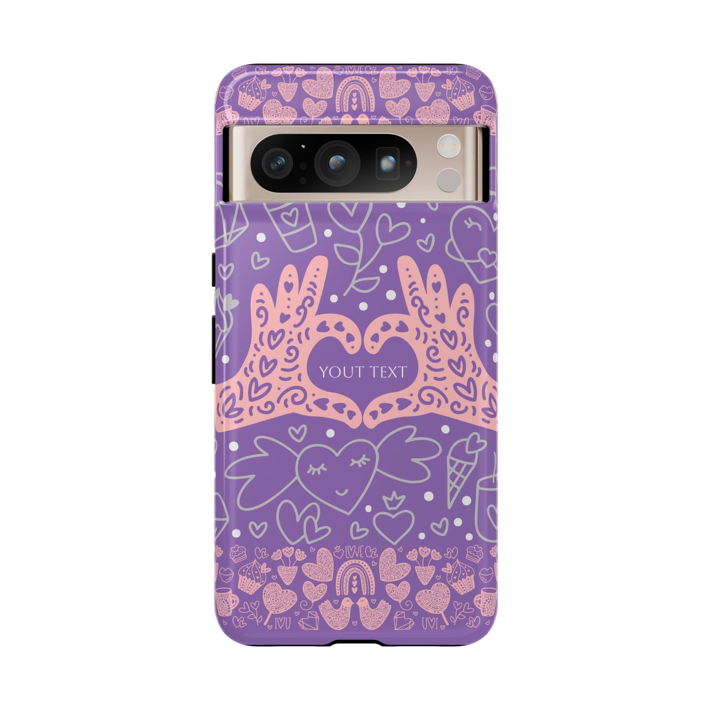 Colorful Heart Pattern Phone Case - Customizable Tough Case
