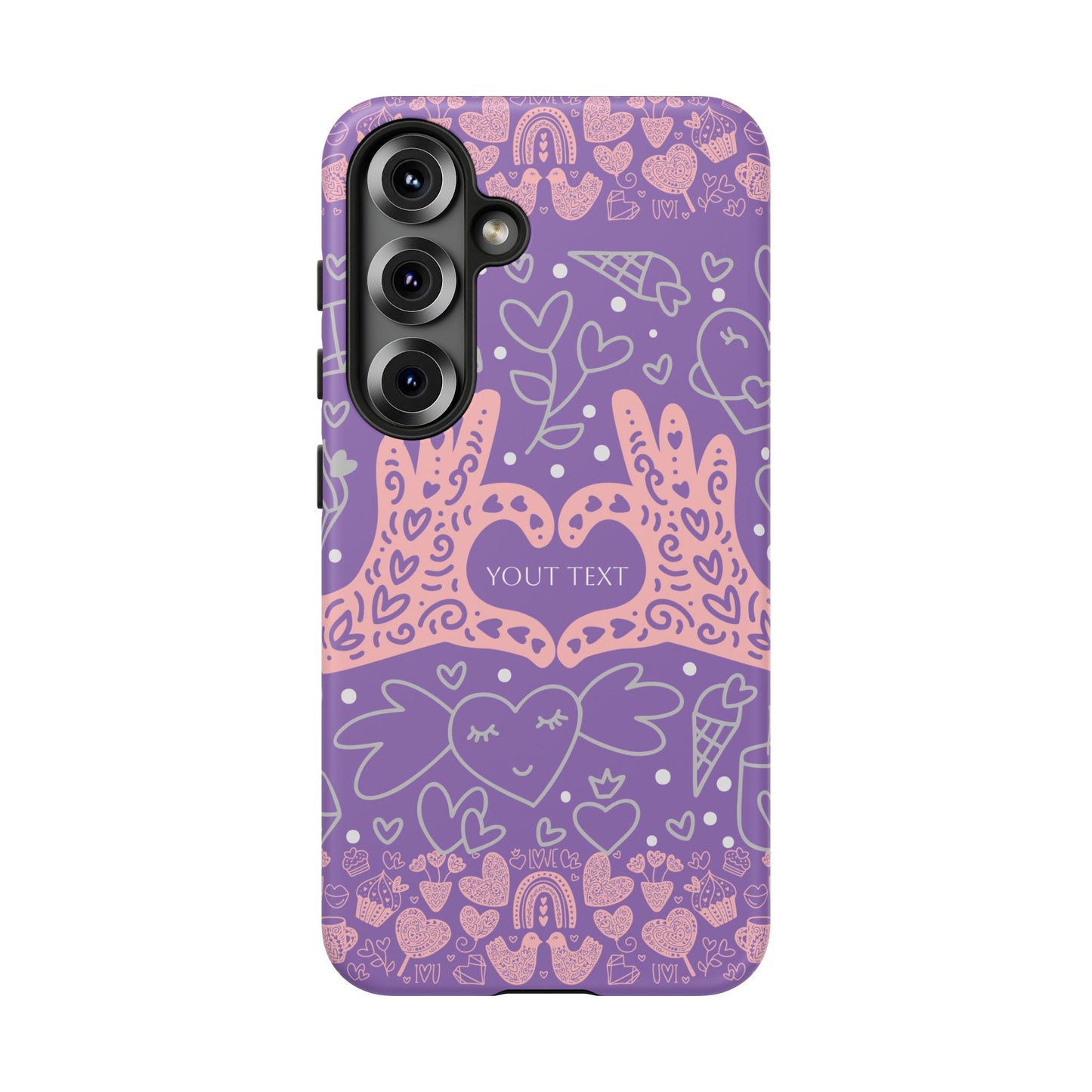 Colorful Heart Pattern Phone Case - Customizable Tough Case