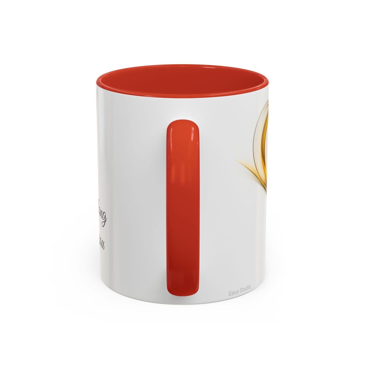 Coffee Mug - Modern Abstract Golden Heart Design - Romantic Gift for Love One