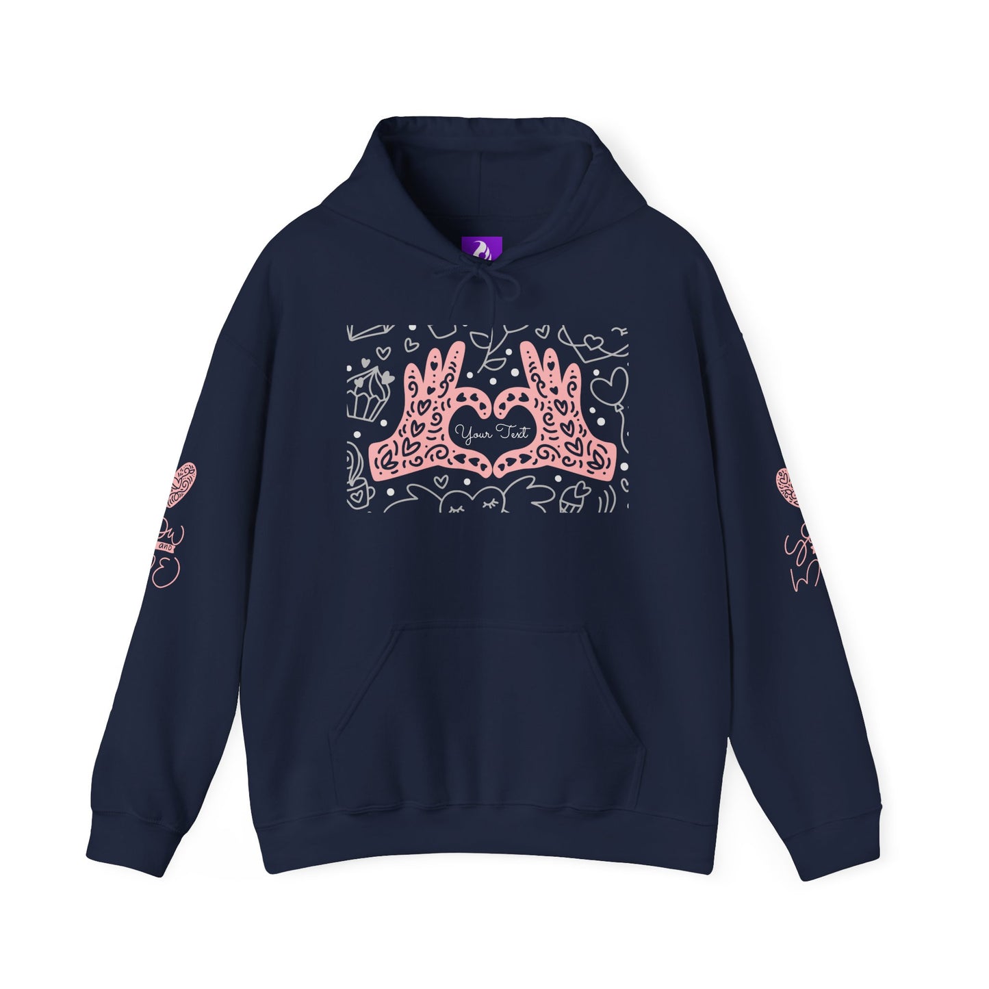 Love Hands Unisex Hooded Sweatshirt - Cozy & Cute for Couples and Friends