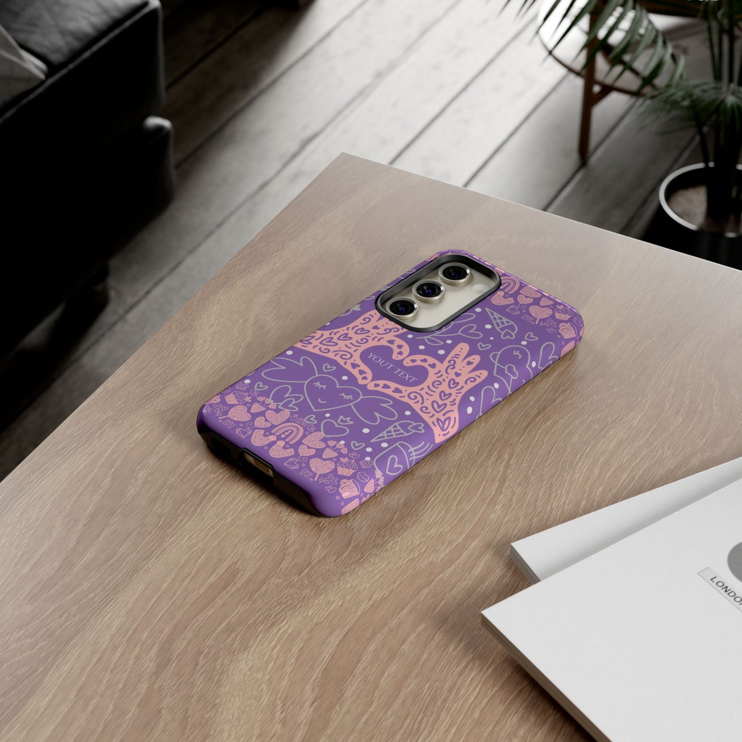 Colorful Heart Pattern Phone Case - Customizable Tough Case