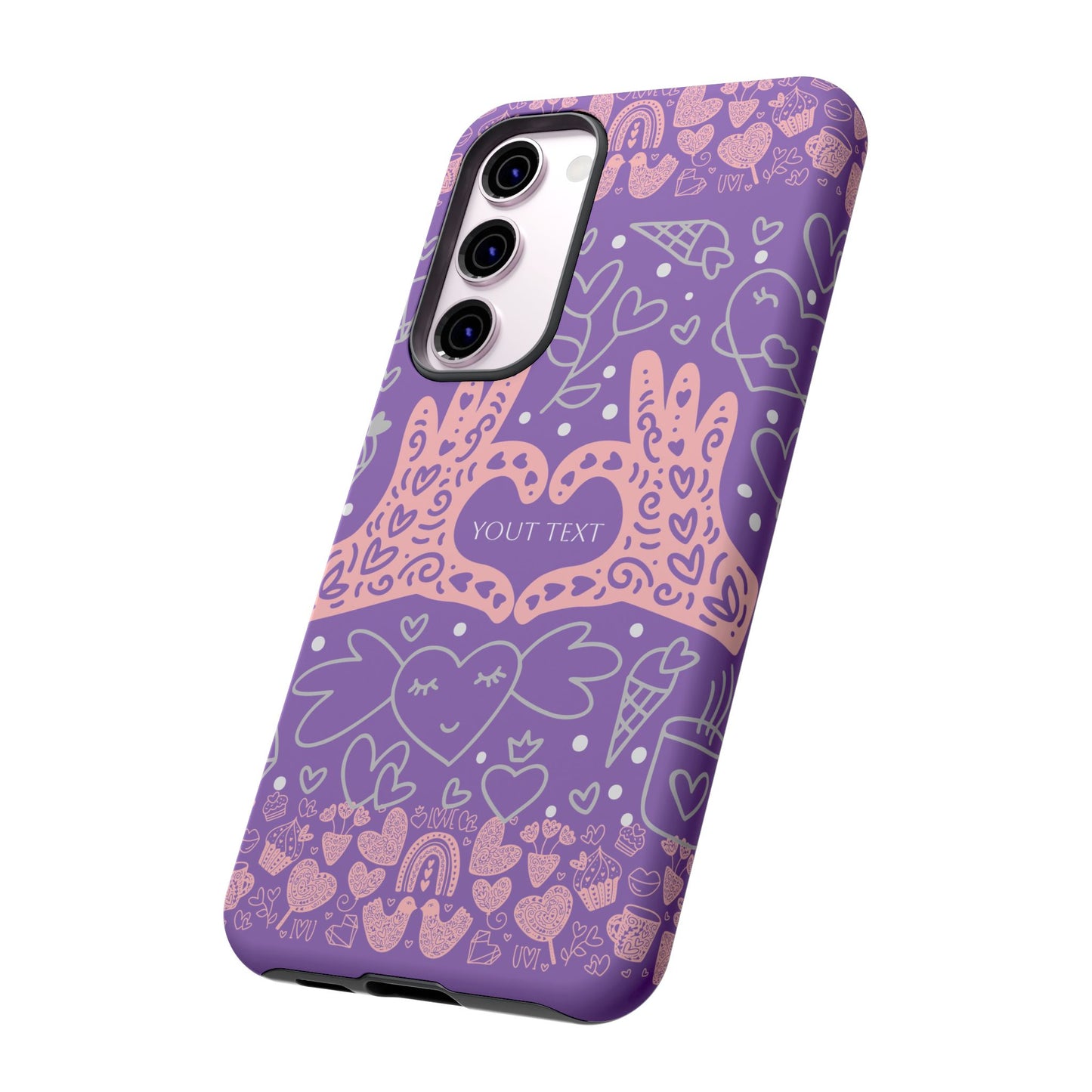 Colorful Heart Pattern Phone Case - Customizable Tough Case