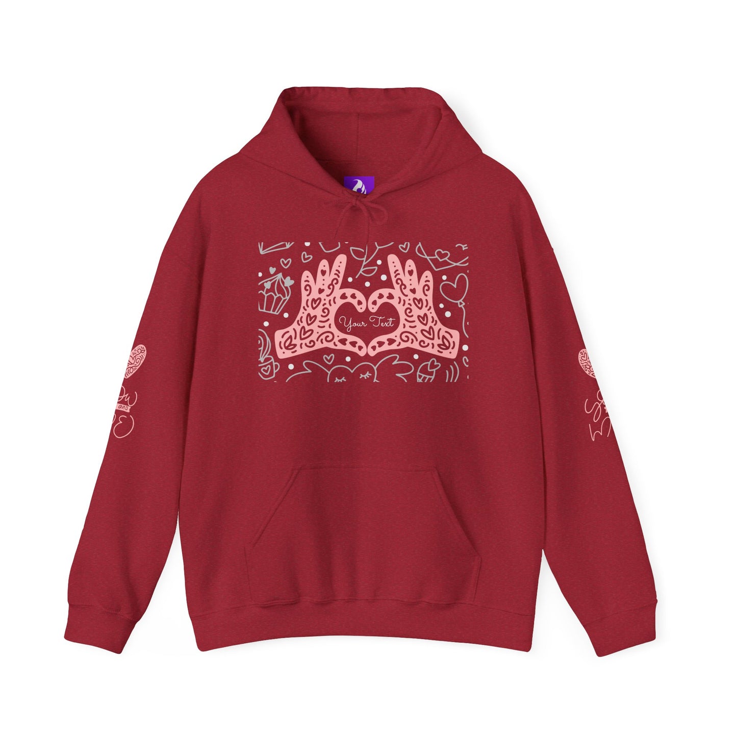Love Hands Unisex Hooded Sweatshirt - Cozy & Cute for Couples and Friends