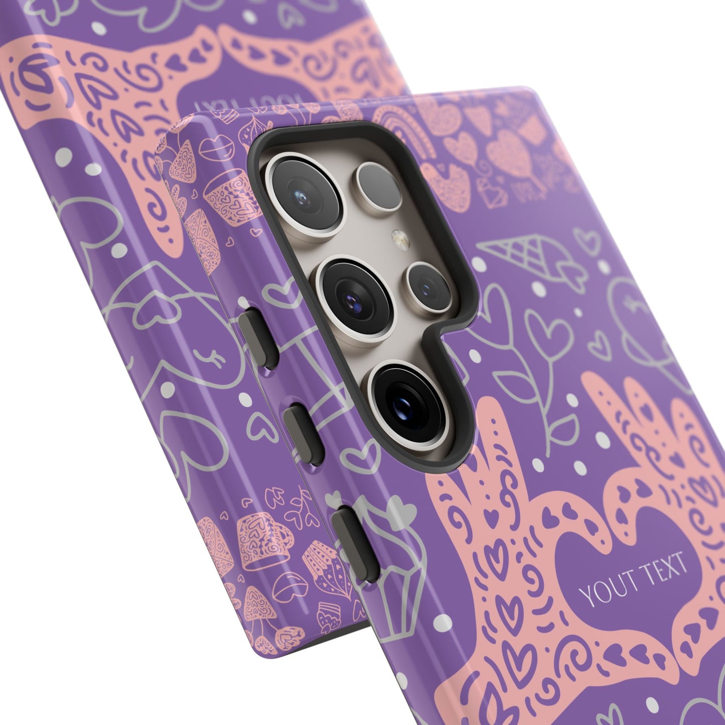 Colorful Heart Pattern Phone Case - Customizable Tough Case