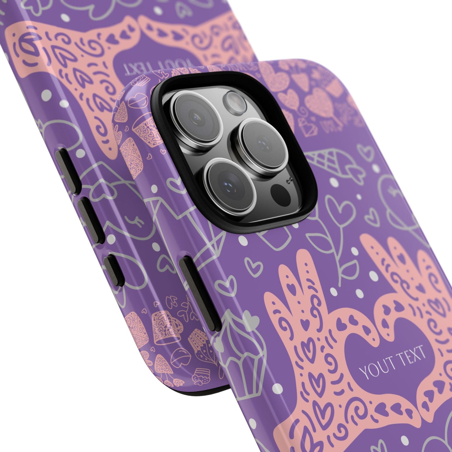 Colorful Heart Pattern Phone Case - Customizable Tough Case
