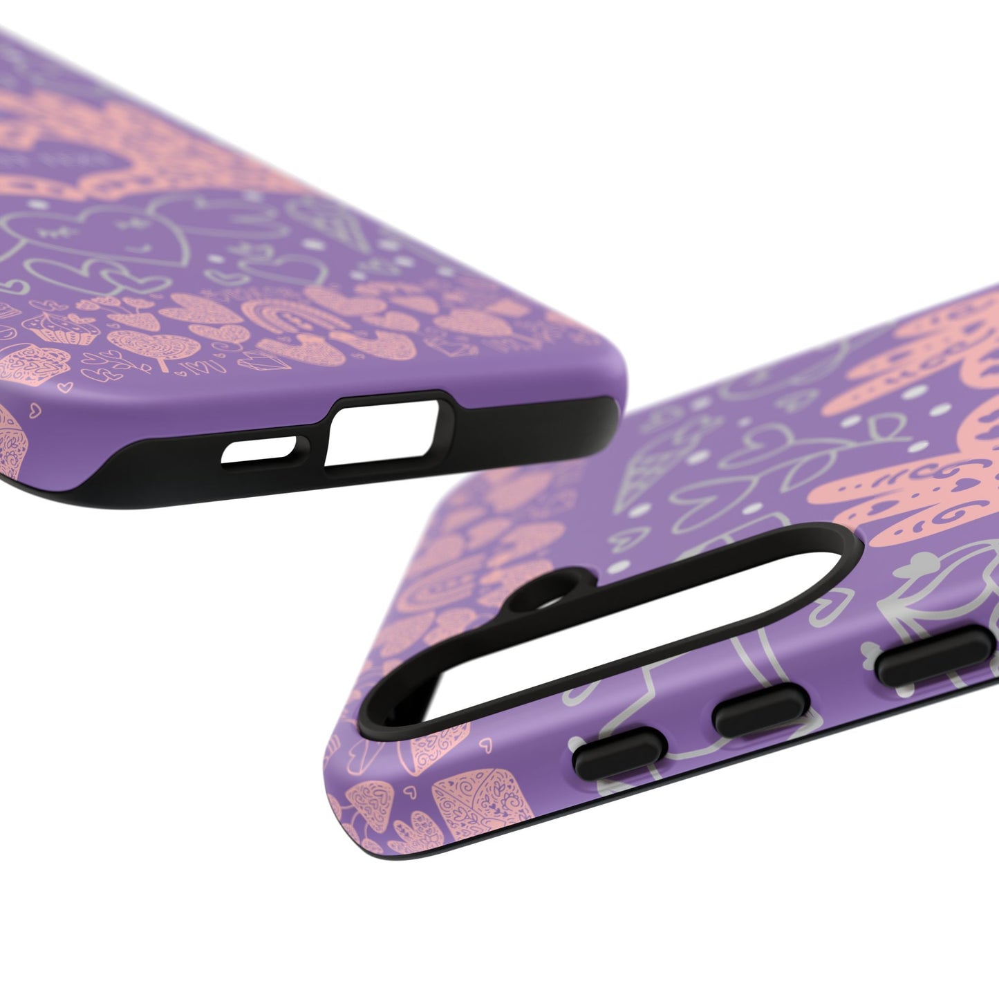 Colorful Heart Pattern Phone Case - Customizable Tough Case