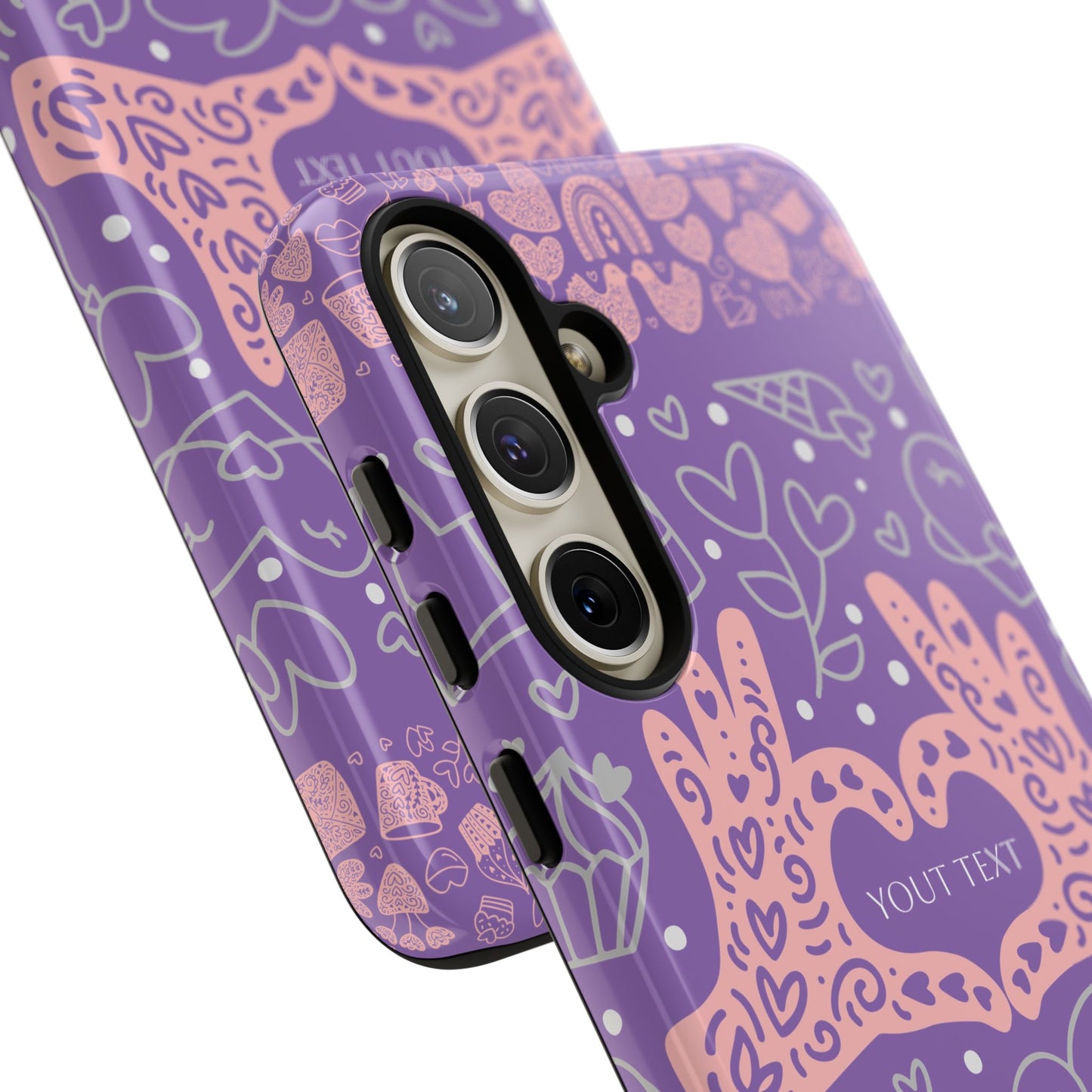 Colorful Heart Pattern Phone Case - Customizable Tough Case