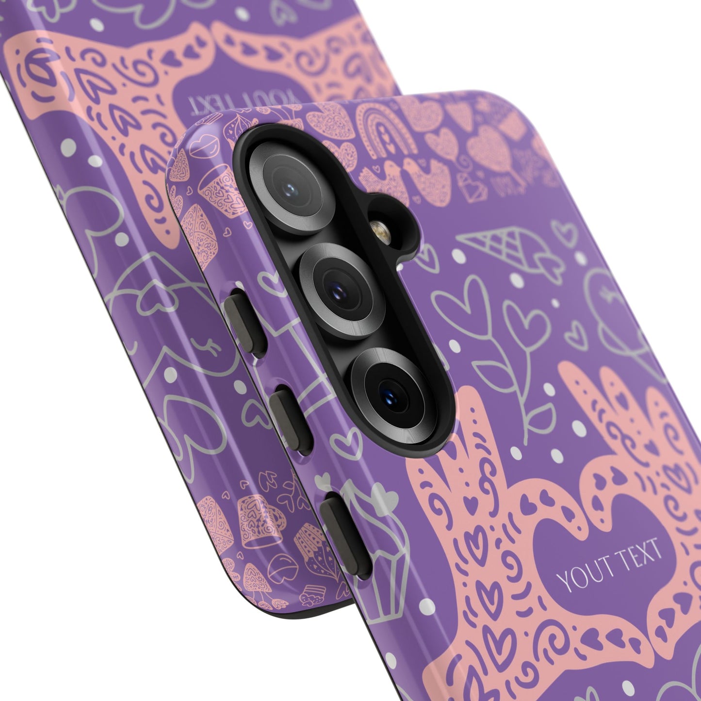 Colorful Heart Pattern Phone Case - Customizable Tough Case