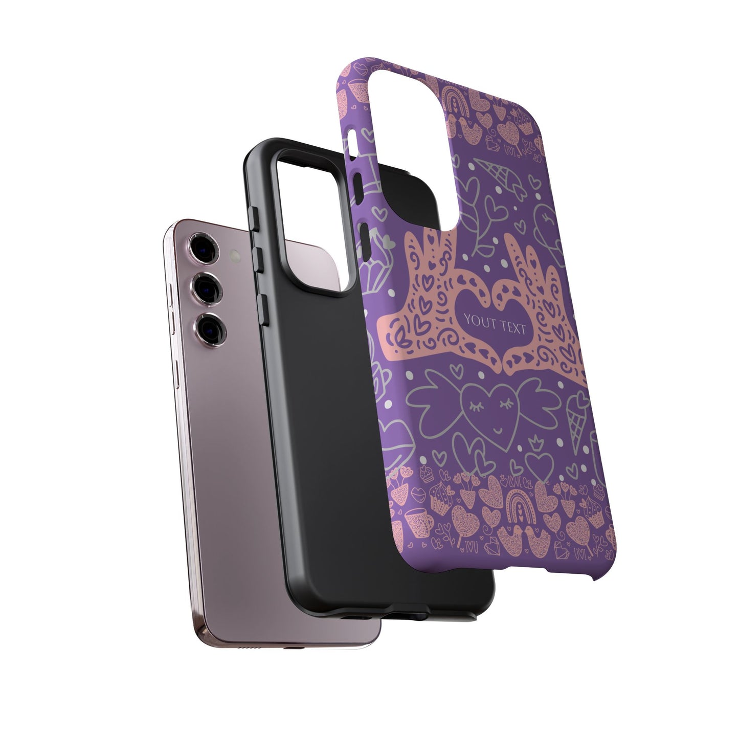 Colorful Heart Pattern Phone Case - Customizable Tough Case