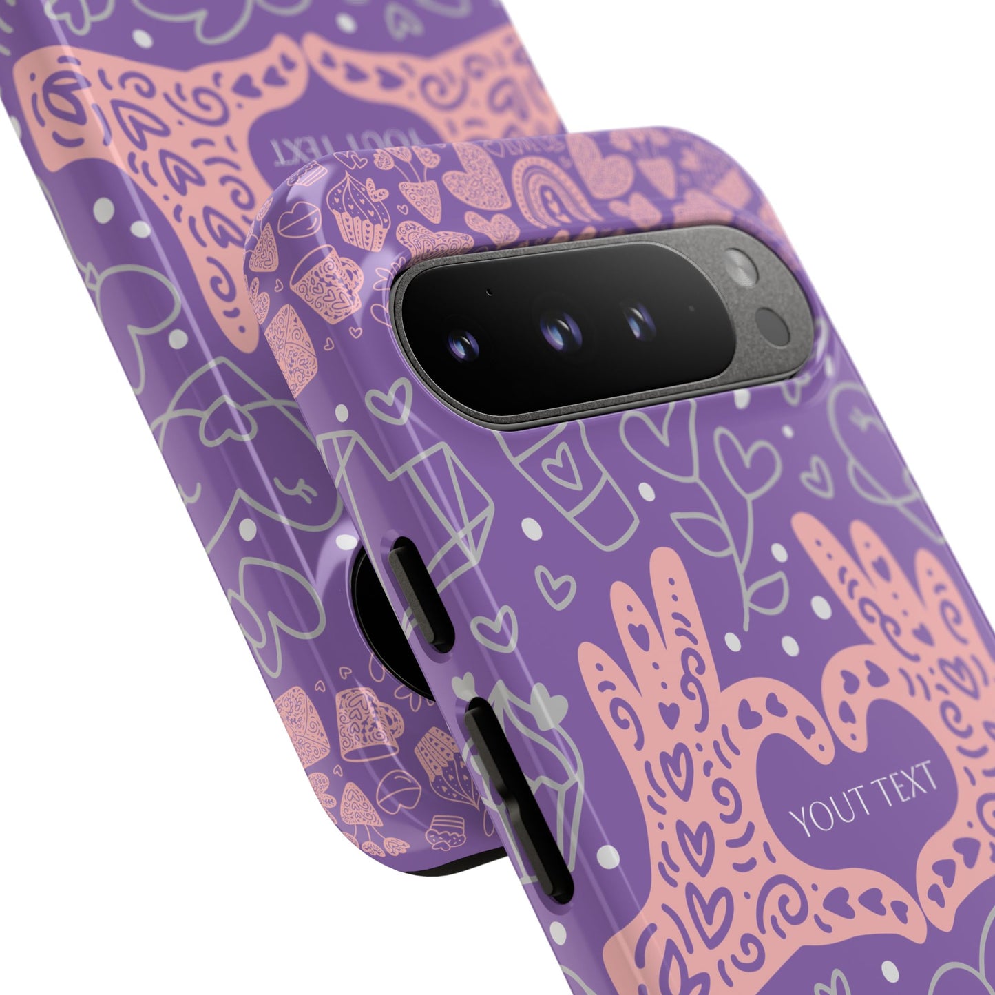 Colorful Heart Pattern Phone Case - Customizable Tough Case