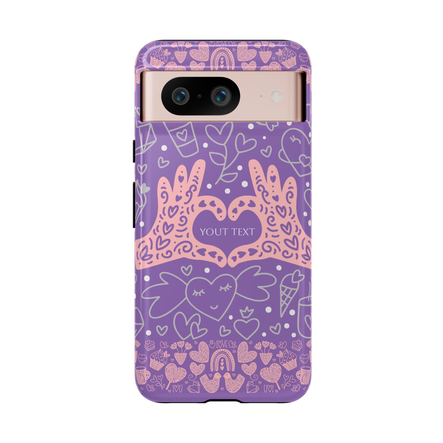 Colorful Heart Pattern Phone Case - Customizable Tough Case