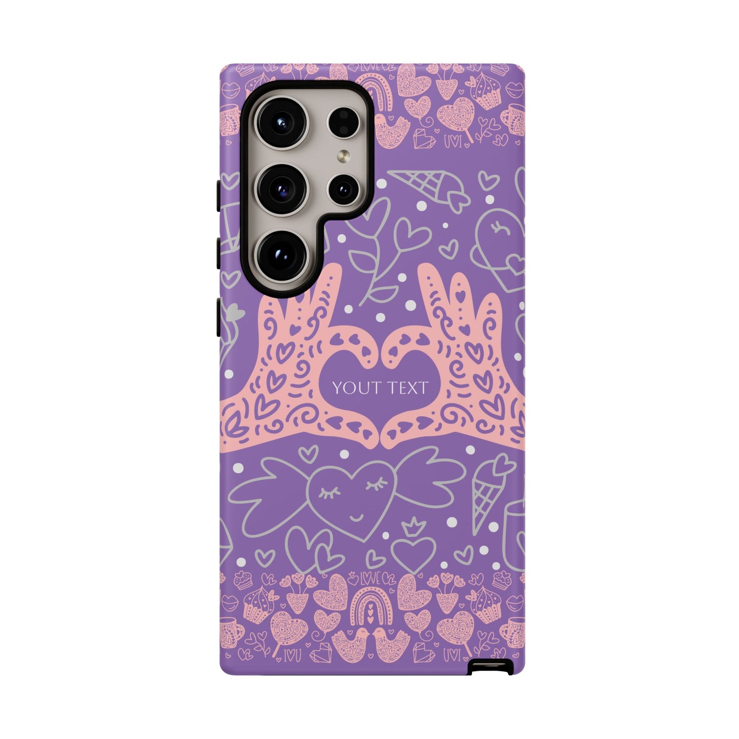 Colorful Heart Pattern Phone Case - Customizable Tough Case