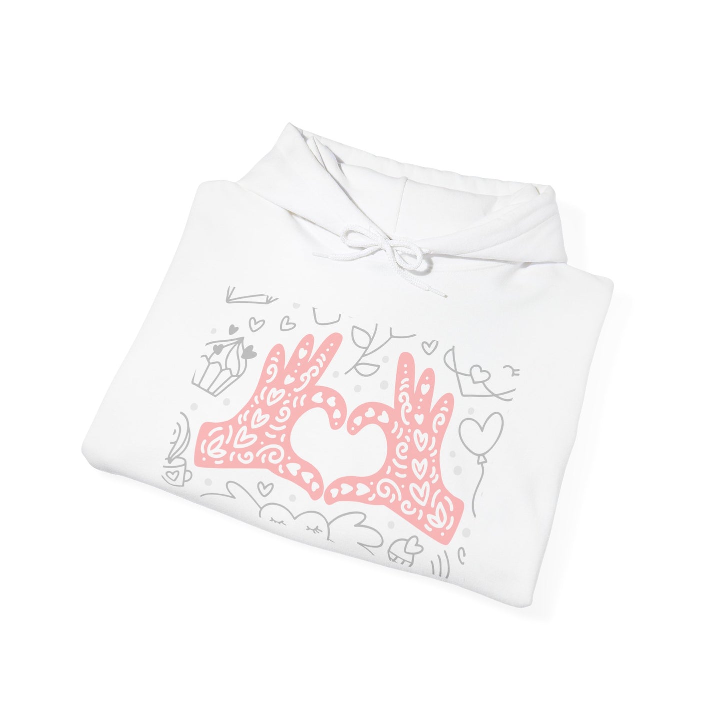 Love Hands Unisex Hooded Sweatshirt - Cozy & Cute for Couples and Friends