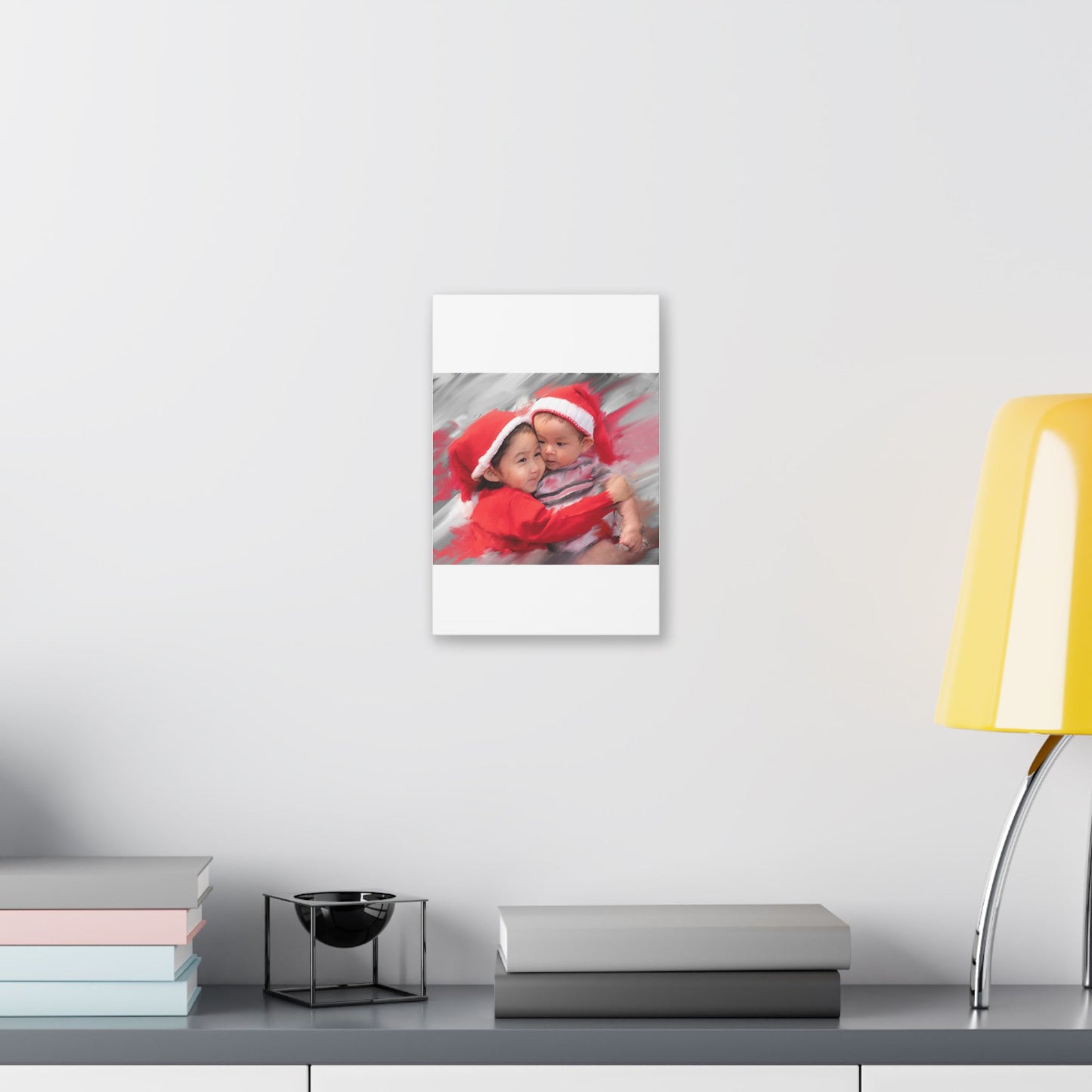 Children in Santa Hats Classic Stretched Canvas | Holiday Nursery Wall Art