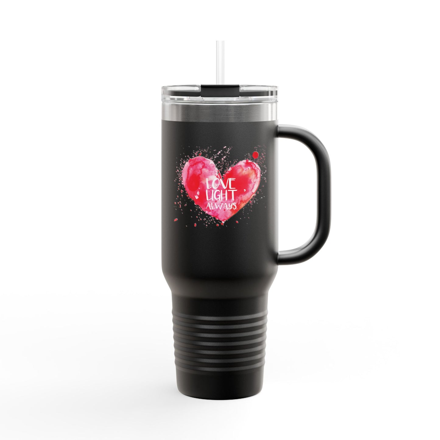 Love Light Always Insulated Travel Mug - 40oz | Heart Design for Daily Hydration & Gift Giving