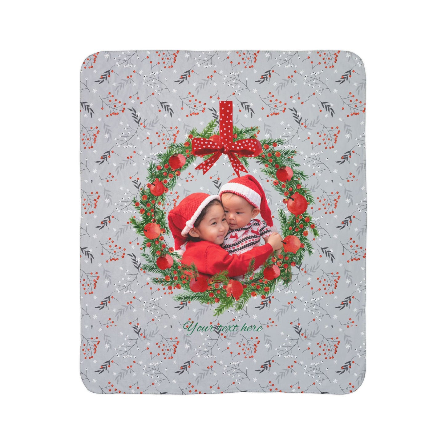 Botanical Berries Pattern | Custom Photo & Text | Cozy Winter Gift by Gava Studio