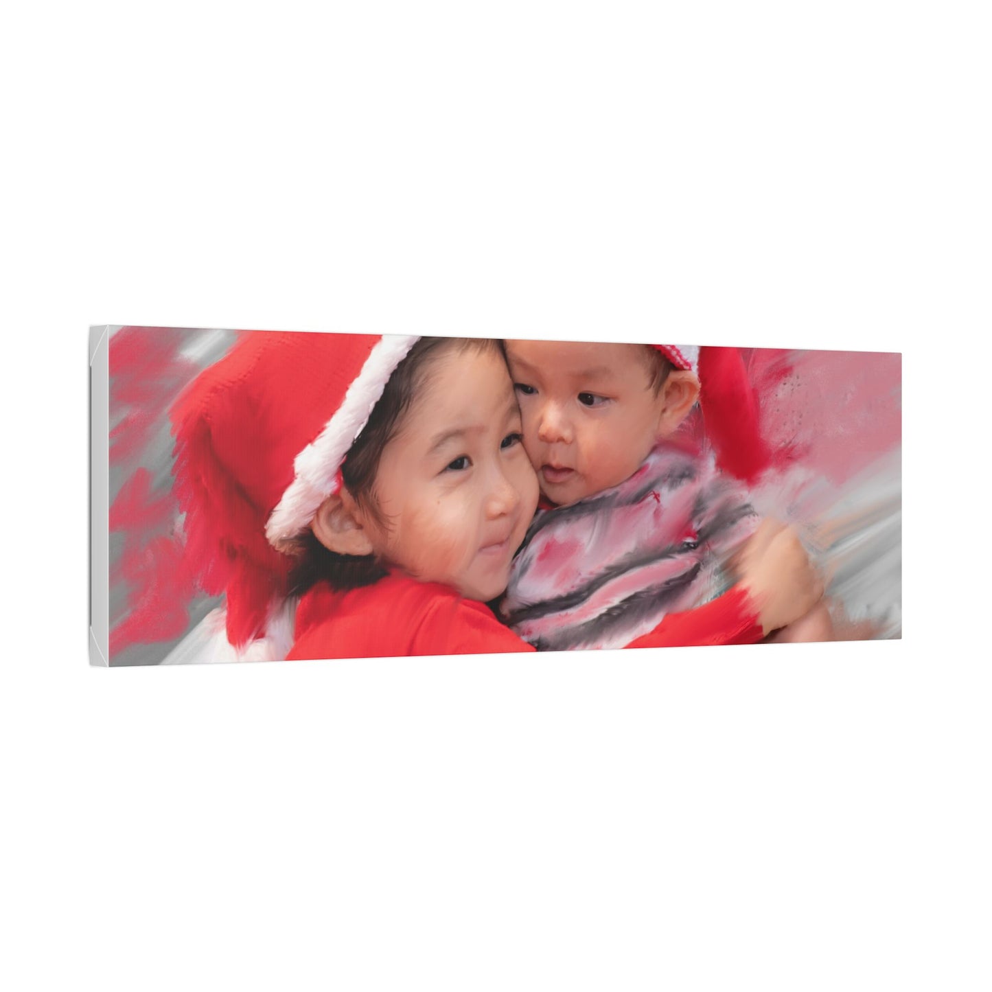 Children in Santa Hats Classic Stretched Canvas | Holiday Nursery Wall Art