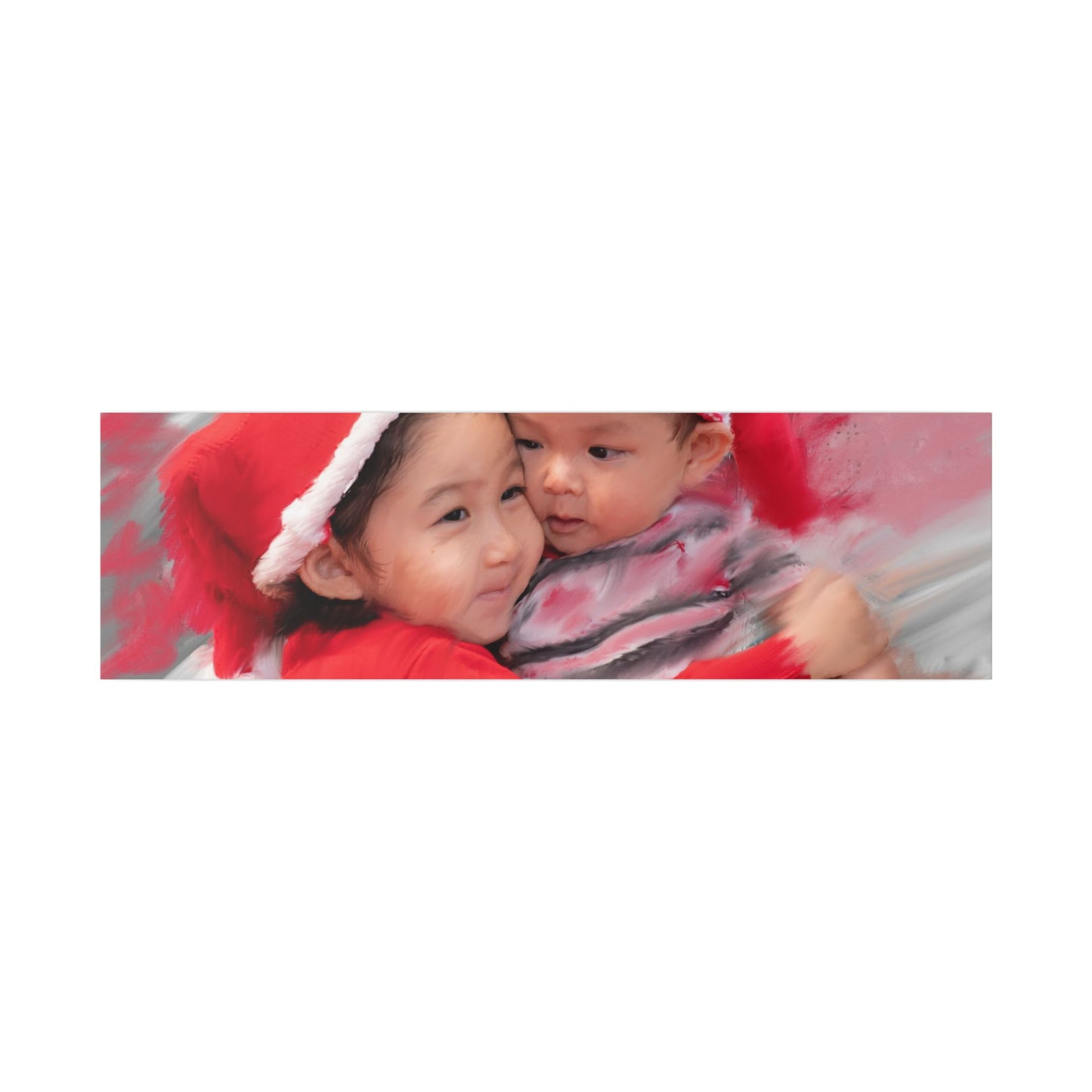 Children in Santa Hats Classic Stretched Canvas | Holiday Nursery Wall Art