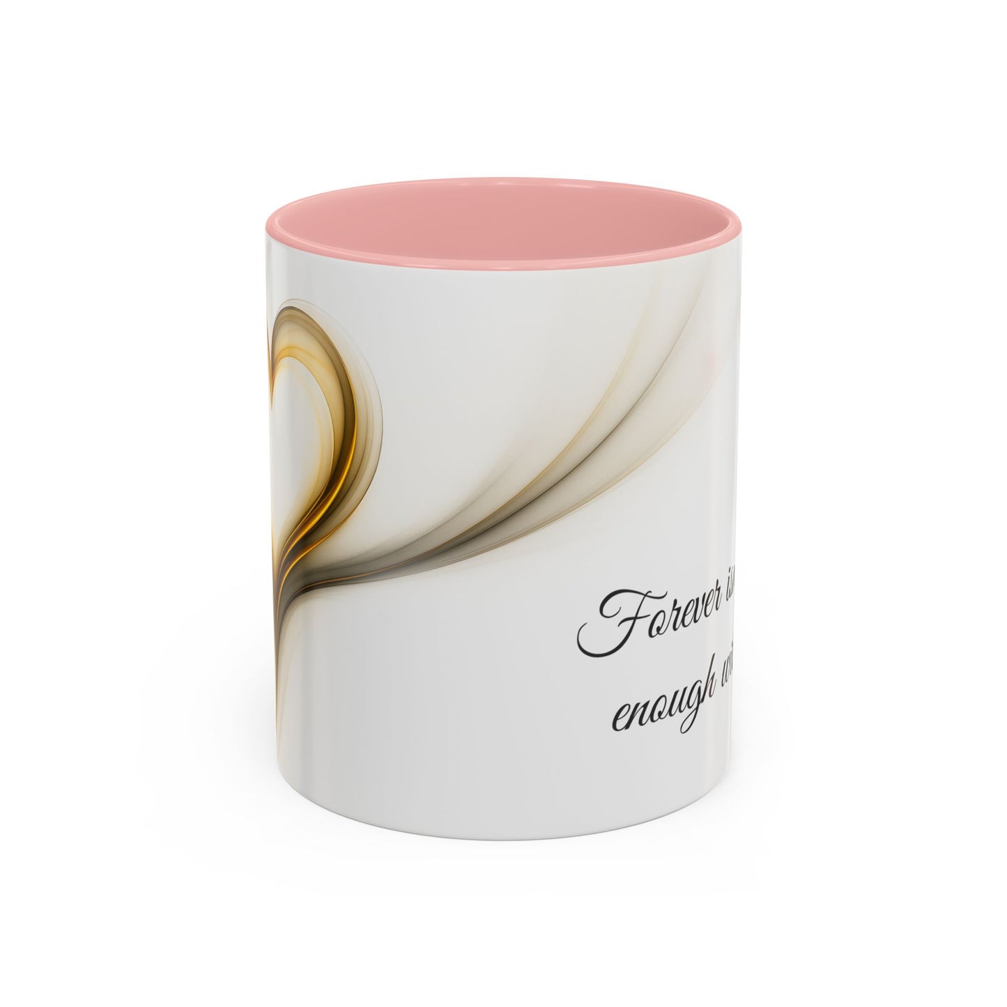 Coffee Mug - Modern Abstract Golden Heart Design - Romantic Gift for Love One