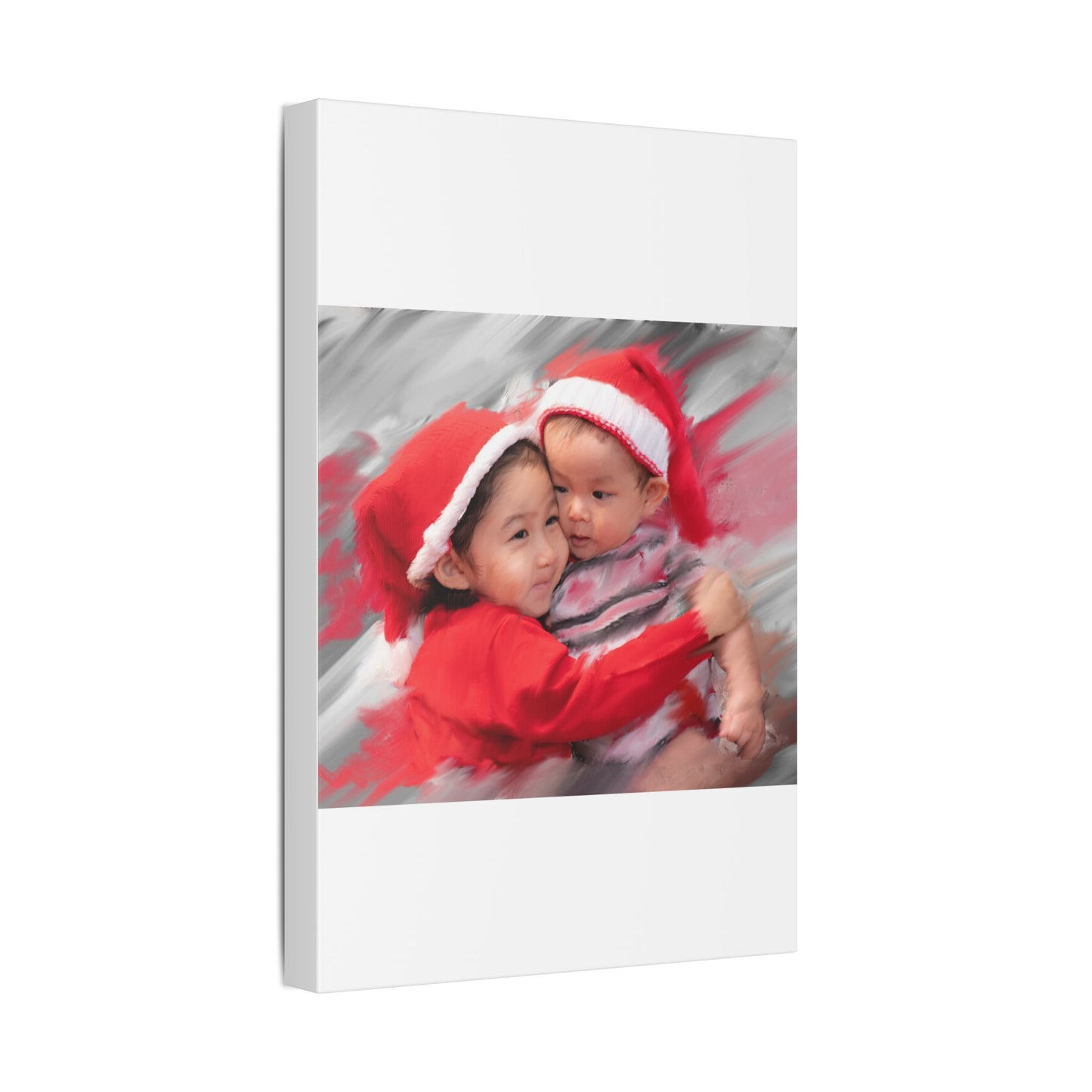 Children in Santa Hats Classic Stretched Canvas | Holiday Nursery Wall Art