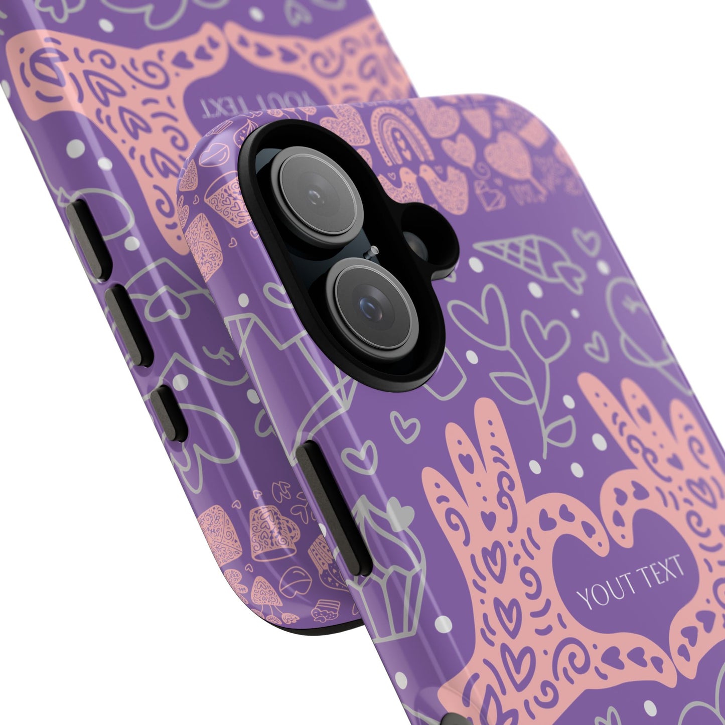 Colorful Heart Pattern Phone Case - Customizable Tough Case