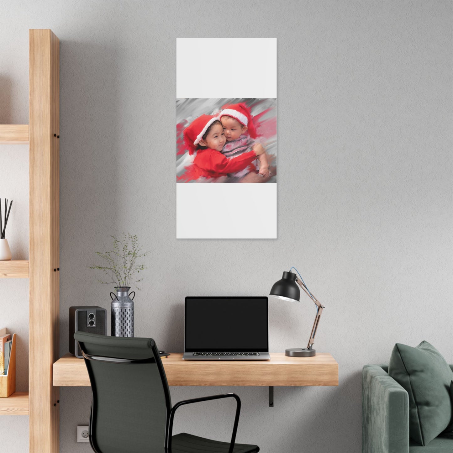 Children in Santa Hats Classic Stretched Canvas | Holiday Nursery Wall Art