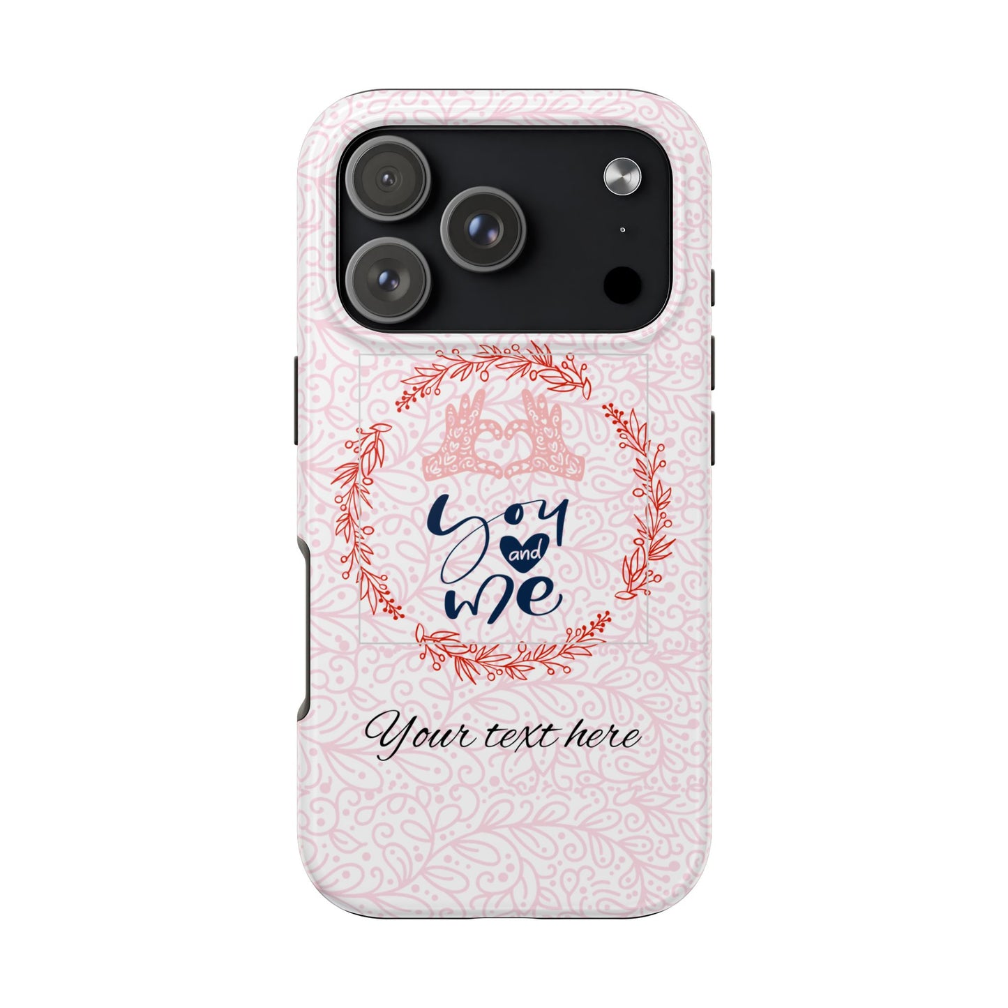 Phone Case — Pink Hand-Heart Floral Protective Tough Case
