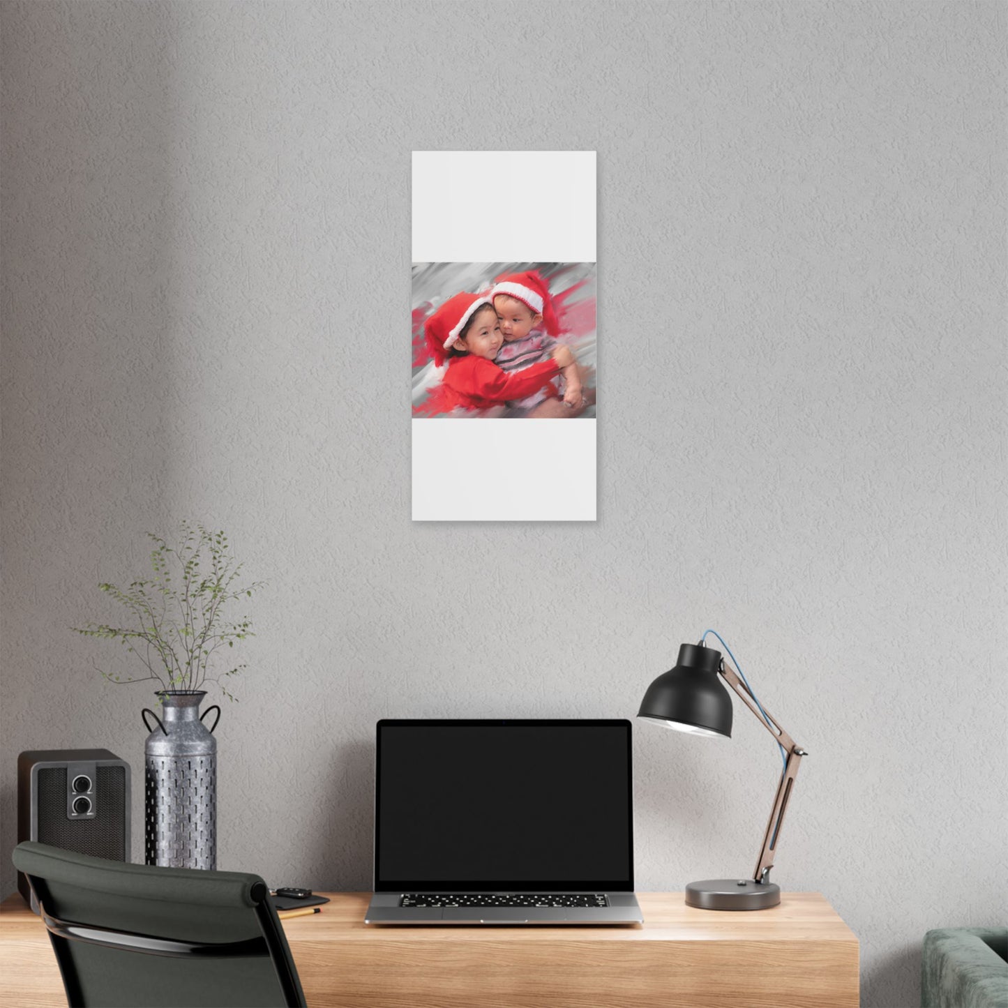 Children in Santa Hats Classic Stretched Canvas | Holiday Nursery Wall Art