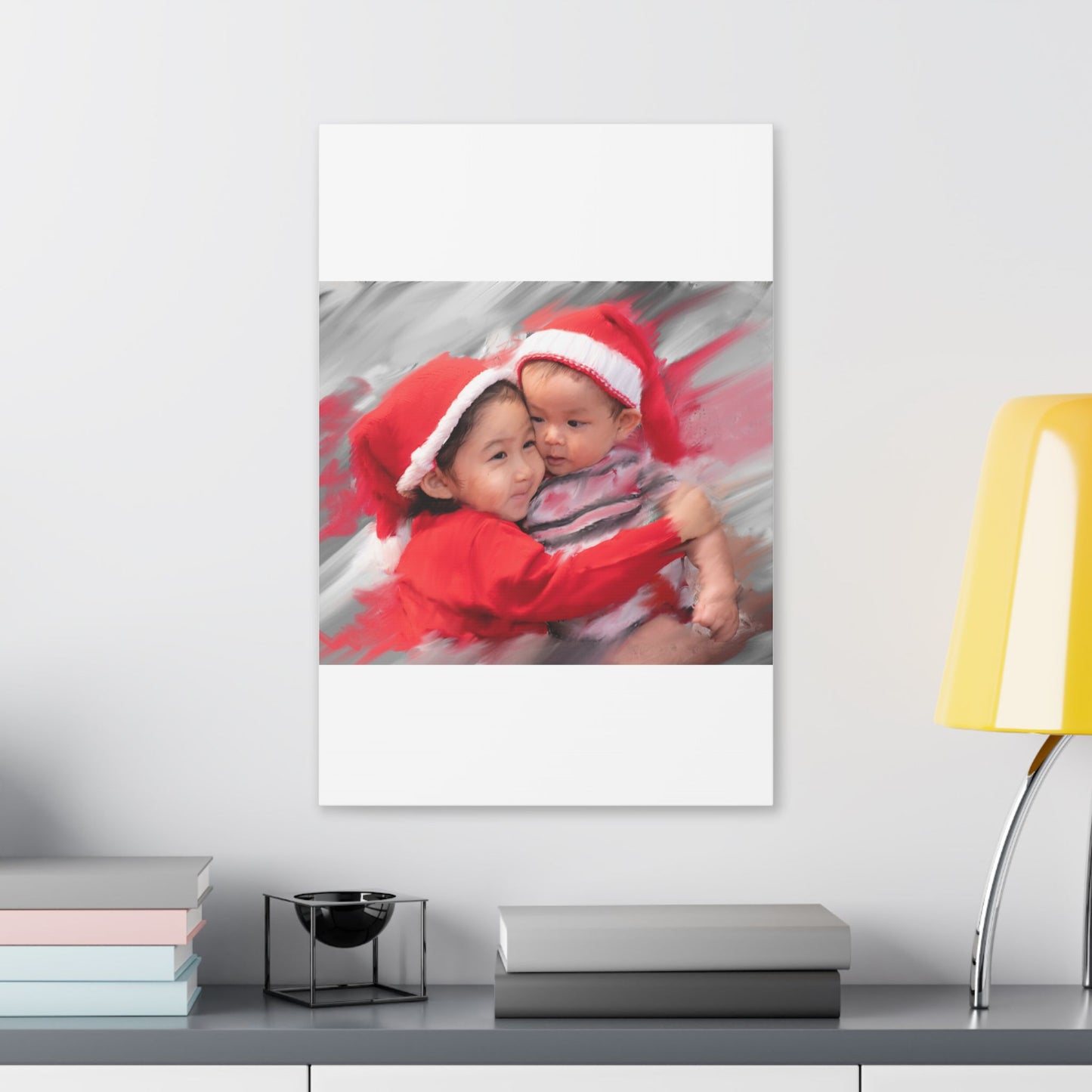 Children in Santa Hats Classic Stretched Canvas | Holiday Nursery Wall Art