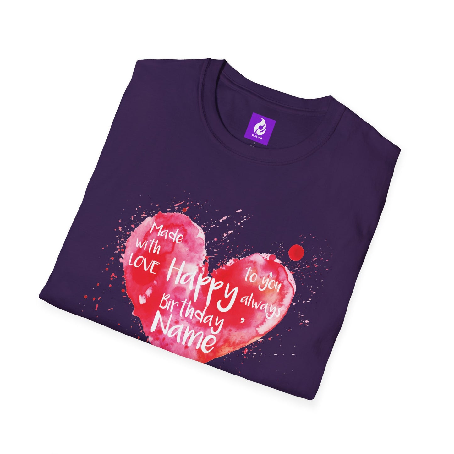 Personalized Birthday Love Heart Unisex T-Shirt – Softstyle Tee with Custom Name