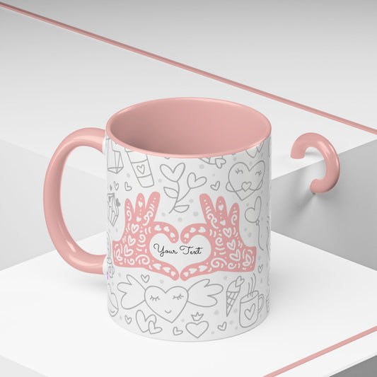 Sweetheart Accent Coffee Mug - 11oz & 15oz - Cute Design for Coffee Lovers