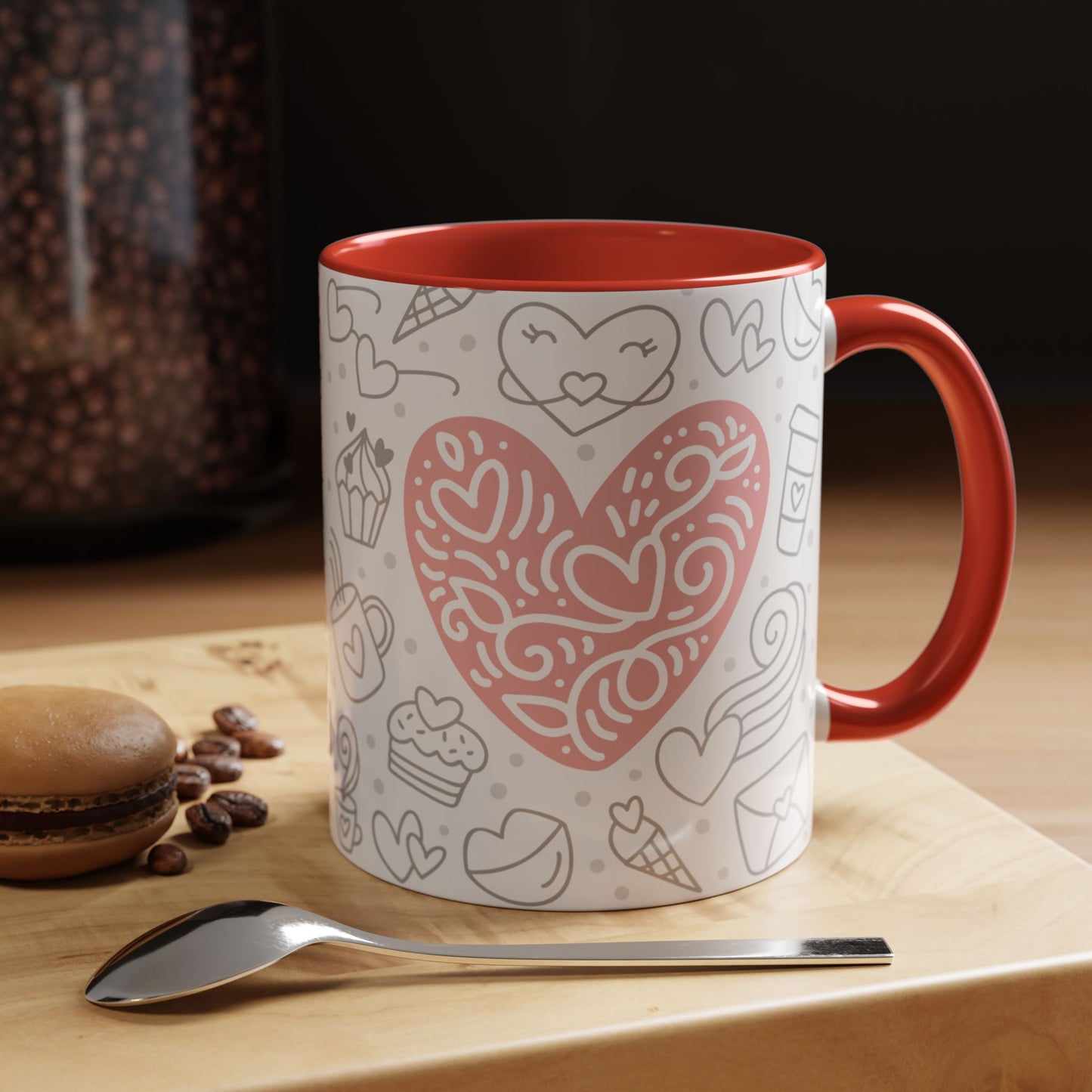 Sweetheart Accent Coffee Mug - 11oz & 15oz - Cute Design for Coffee Lovers