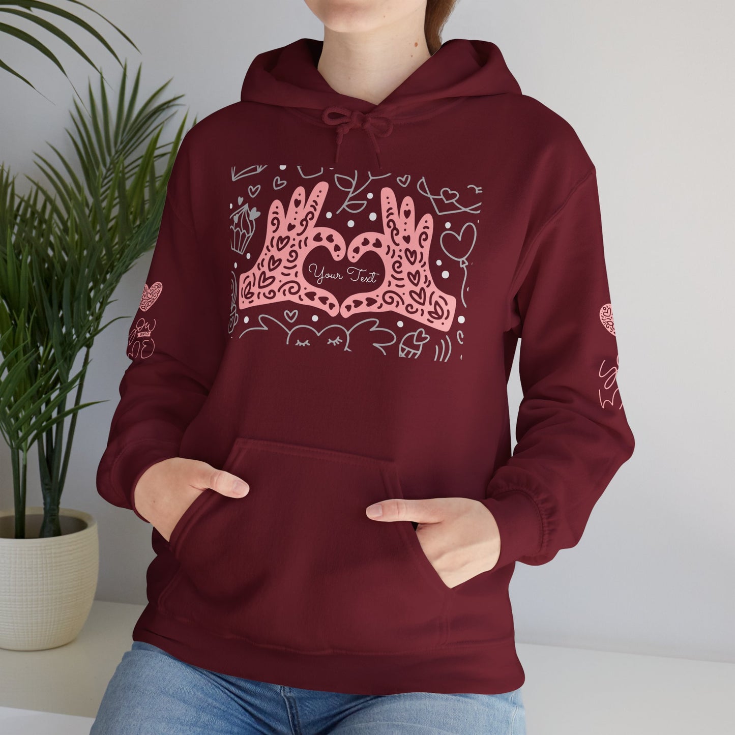Love Hands Unisex Hooded Sweatshirt - Cozy & Cute for Couples and Friends