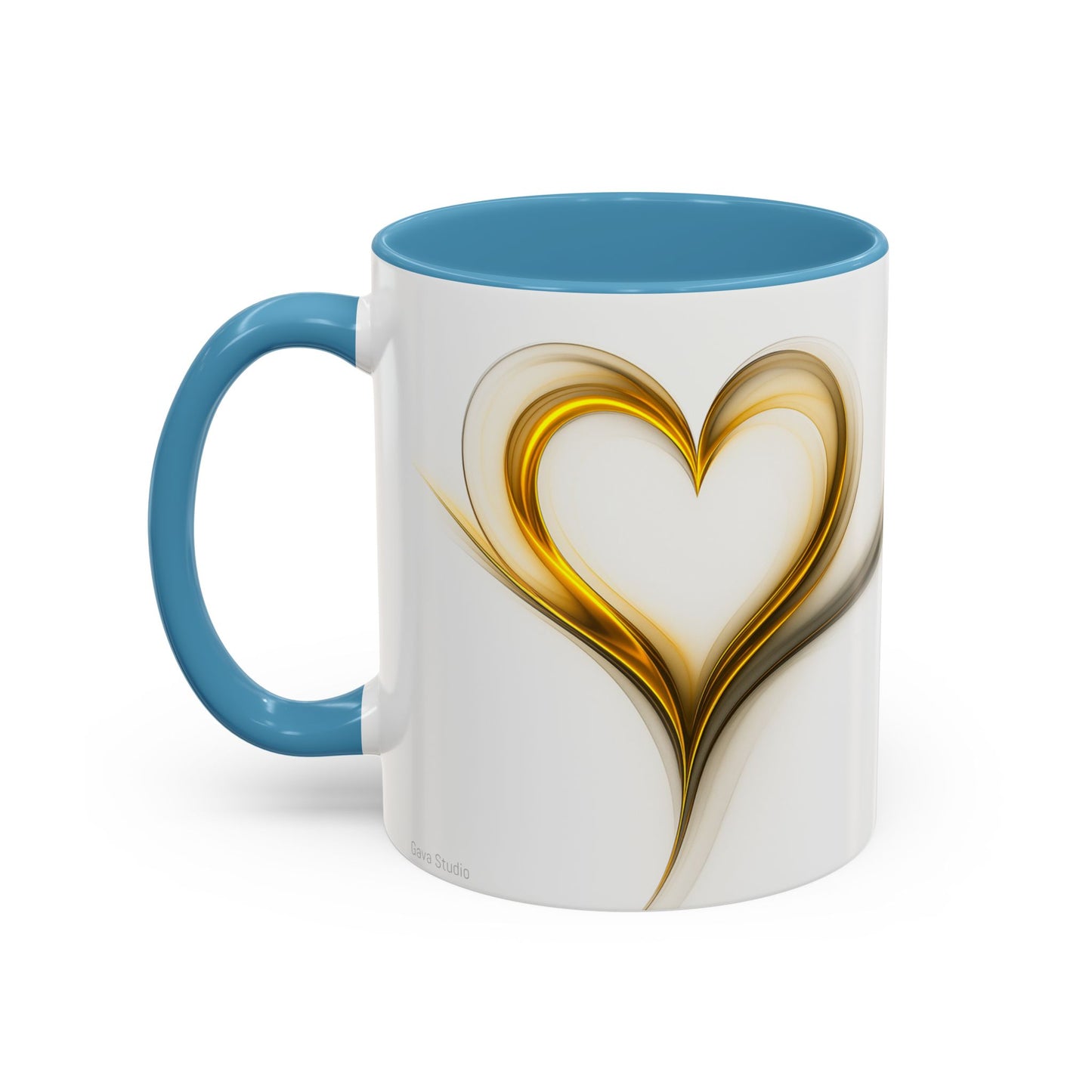 Coffee Mug - Modern Abstract Golden Heart Design - Romantic Gift for Love One