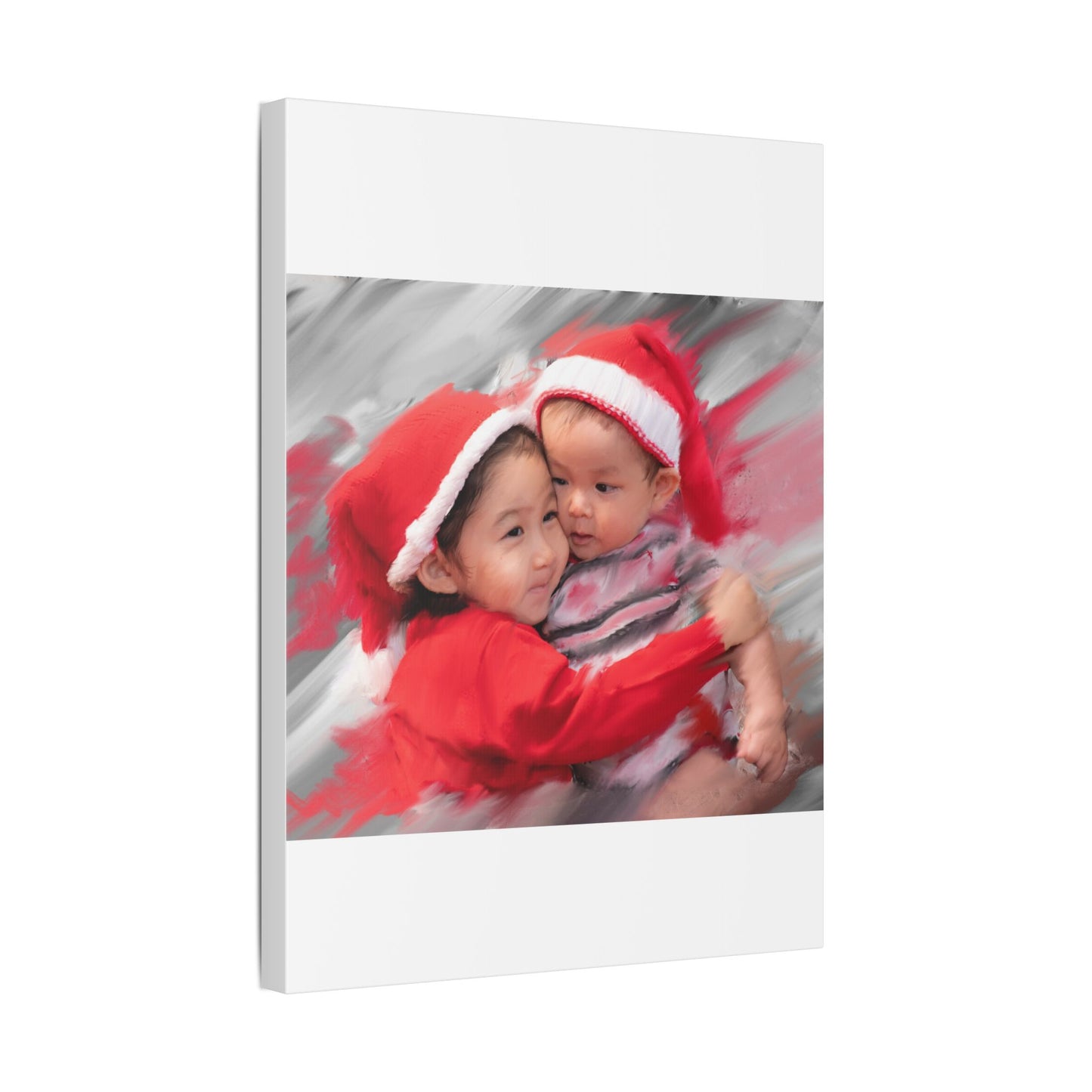 Children in Santa Hats Classic Stretched Canvas | Holiday Nursery Wall Art
