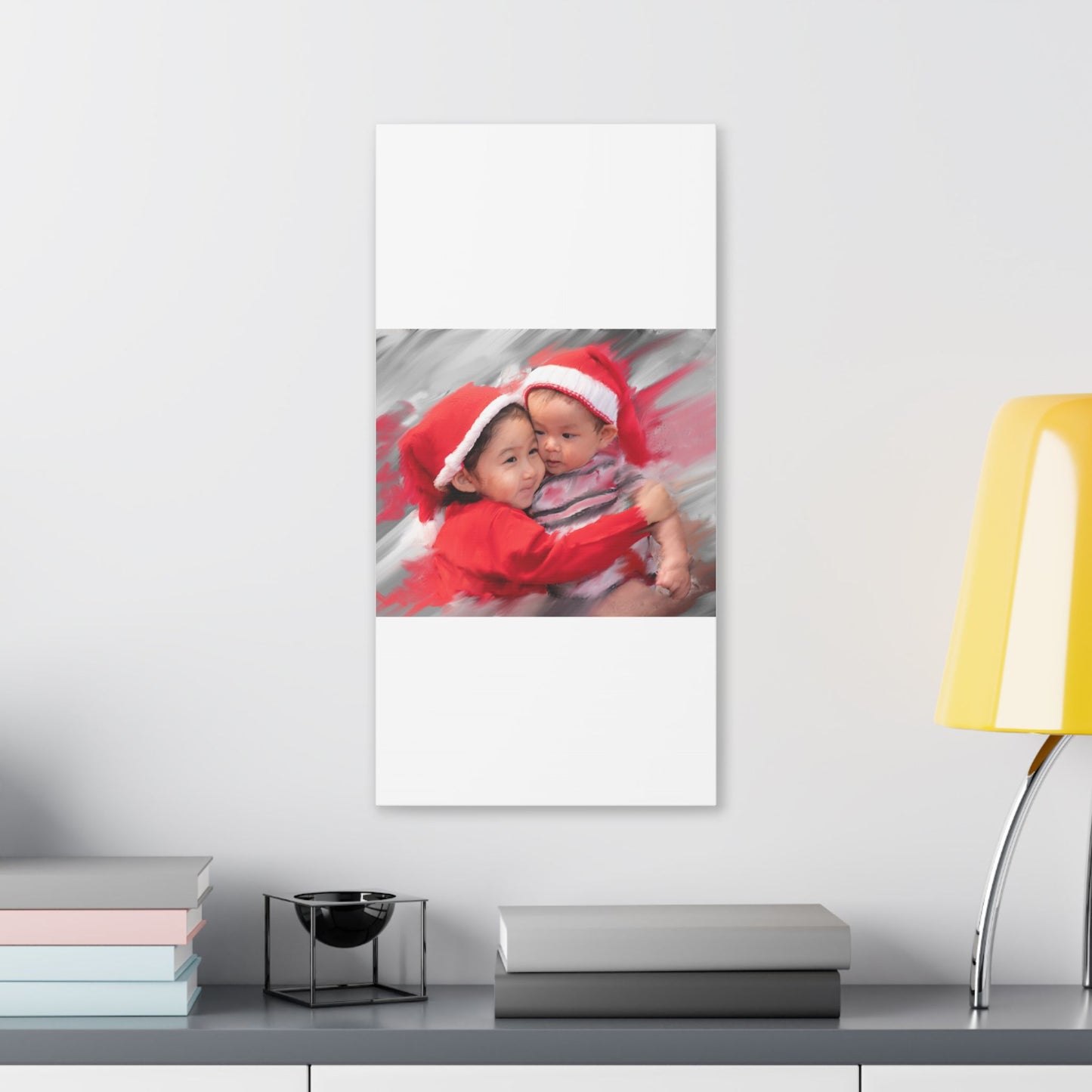 Children in Santa Hats Classic Stretched Canvas | Holiday Nursery Wall Art