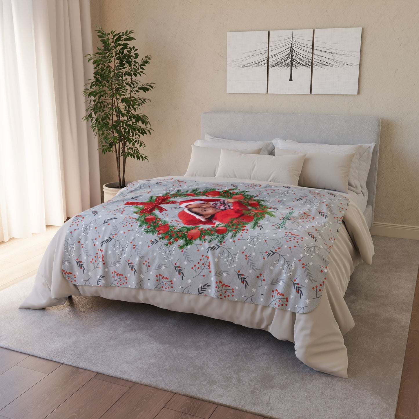 Botanical Berries Pattern | Custom Photo & Text | Cozy Winter Gift by Gava Studio