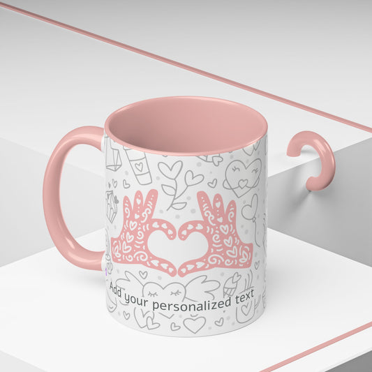 Custom Sweetheart Accent Coffee Mug – 11oz & 15oz – Cute Design for Coffee Lovers