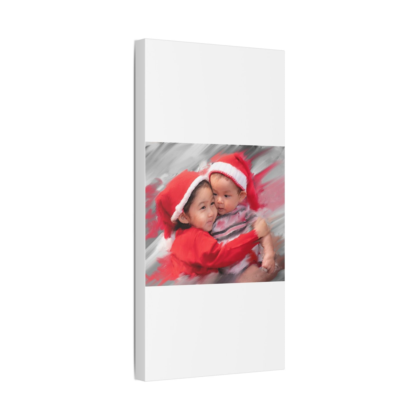 Children in Santa Hats Classic Stretched Canvas | Holiday Nursery Wall Art