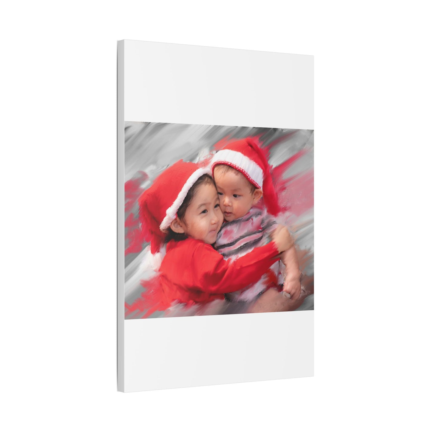 Children in Santa Hats Classic Stretched Canvas | Holiday Nursery Wall Art