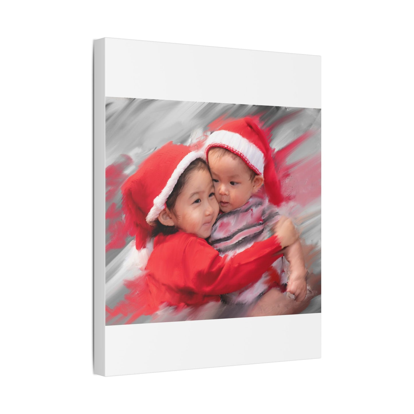 Children in Santa Hats Classic Stretched Canvas | Holiday Nursery Wall Art
