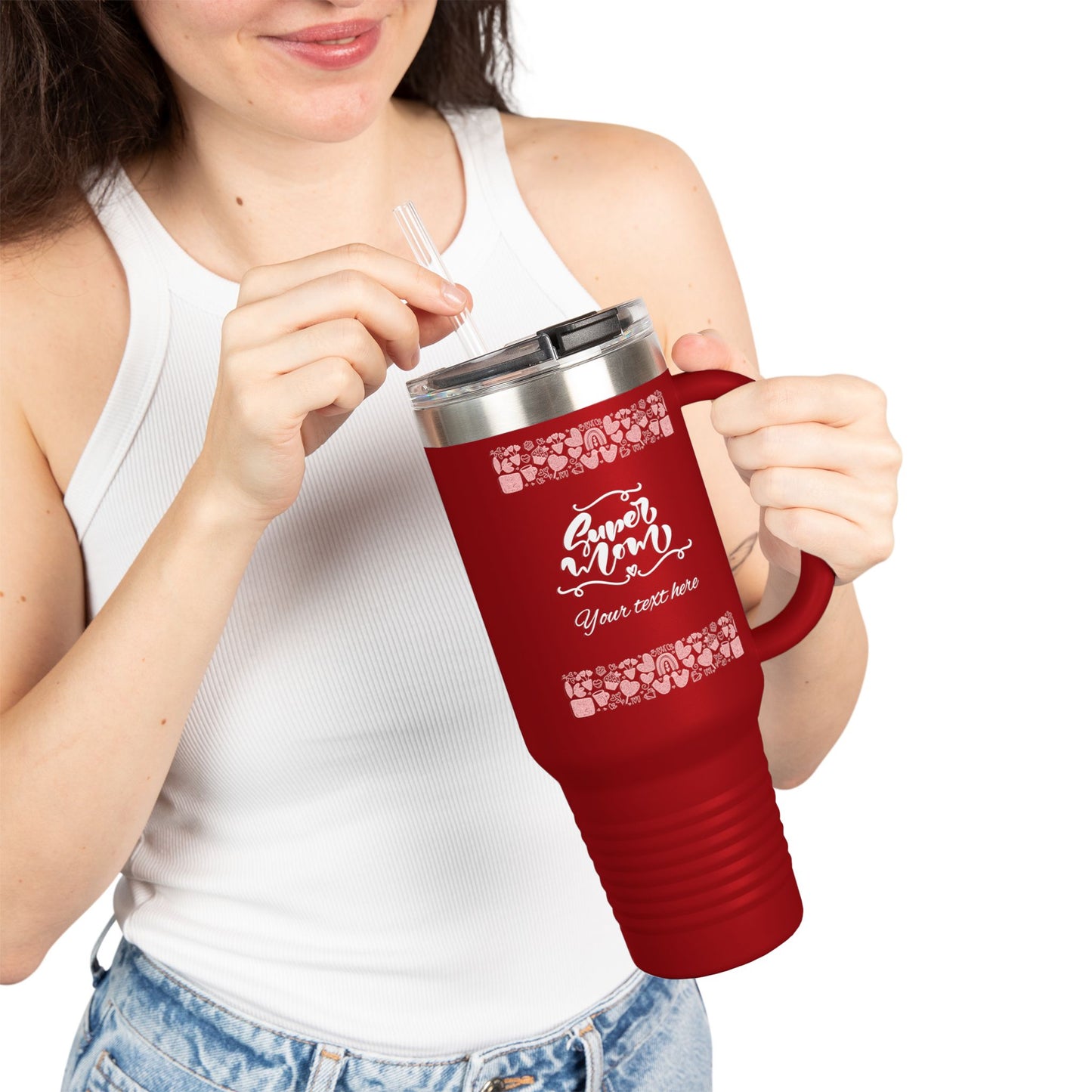 Sweet Mom Insulated Travel Mug - 40oz Red Tumbler for Moms, Perfect Gift for Mother's Day & Special Occasions