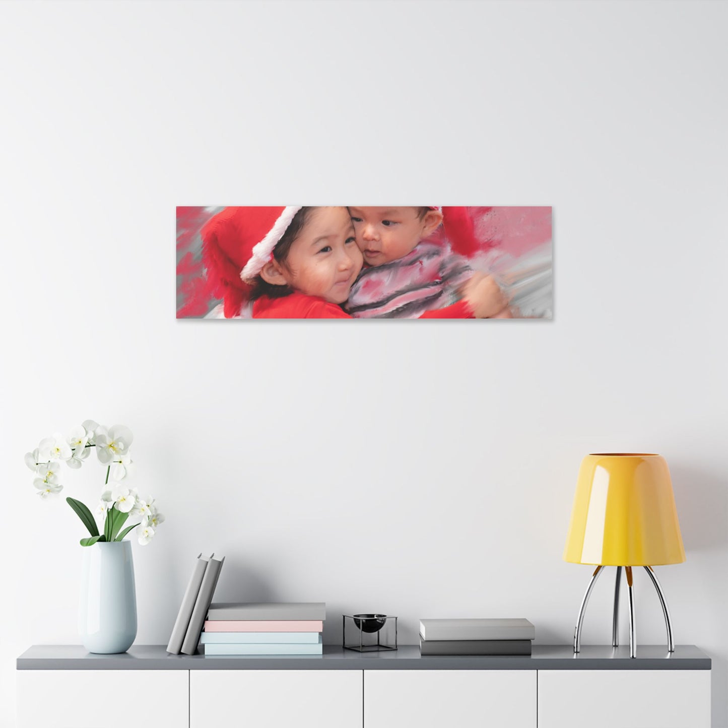 Children in Santa Hats Classic Stretched Canvas | Holiday Nursery Wall Art