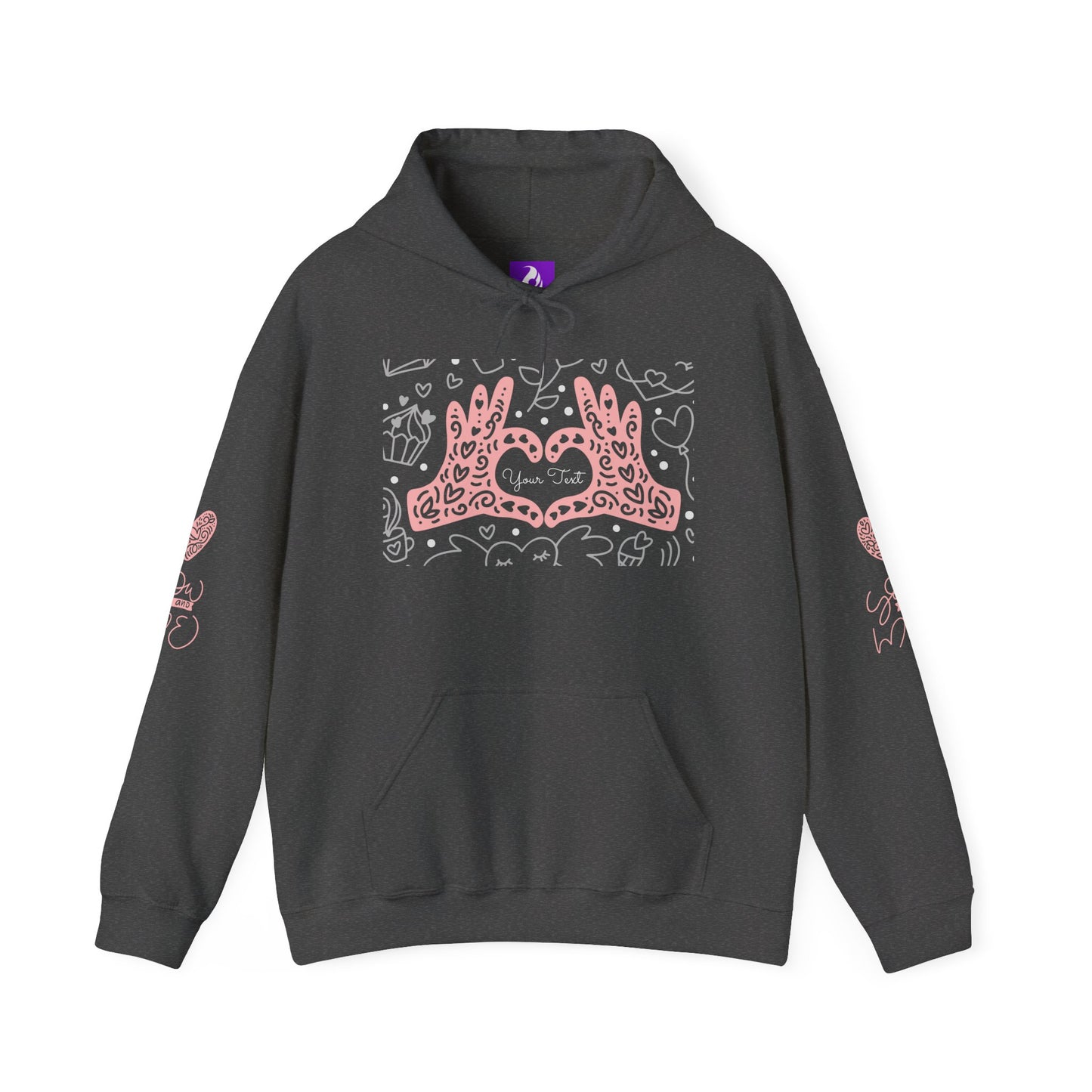 Love Hands Unisex Hooded Sweatshirt - Cozy & Cute for Couples and Friends