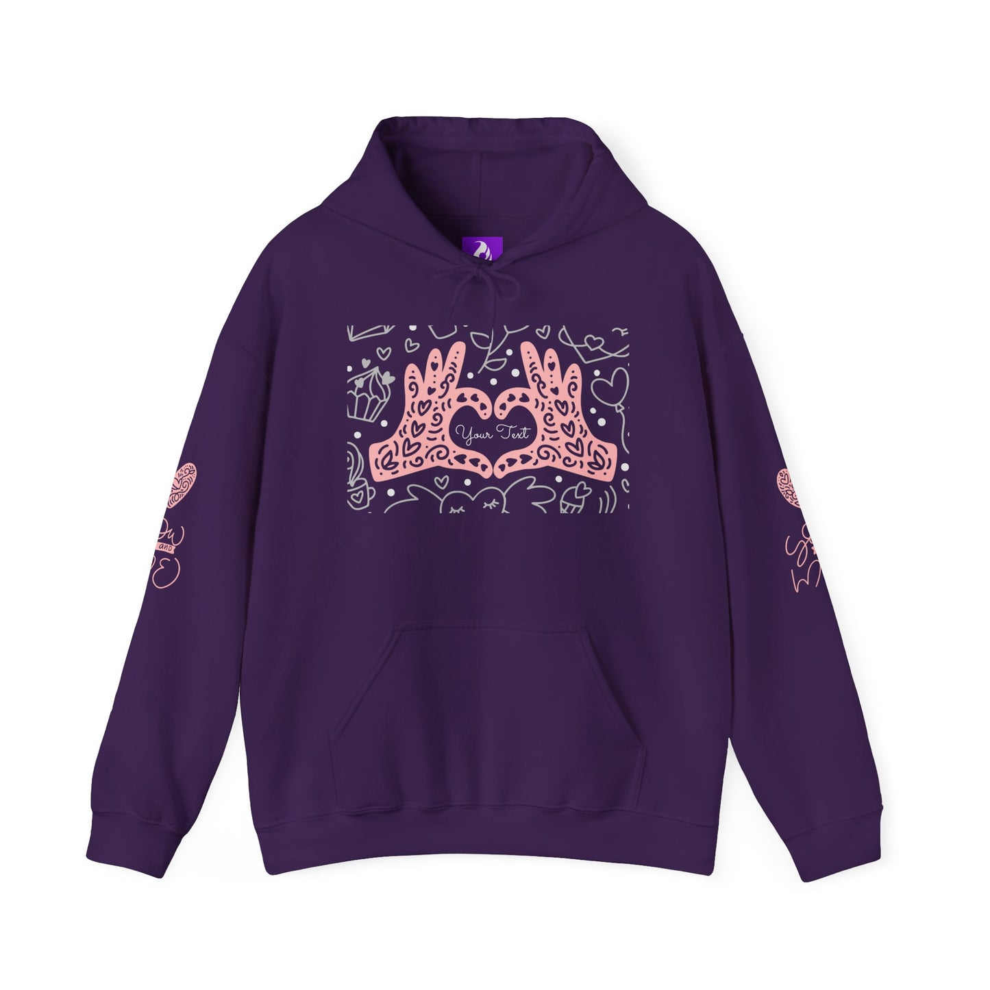 Love Hands Unisex Hooded Sweatshirt - Cozy & Cute for Couples and Friends