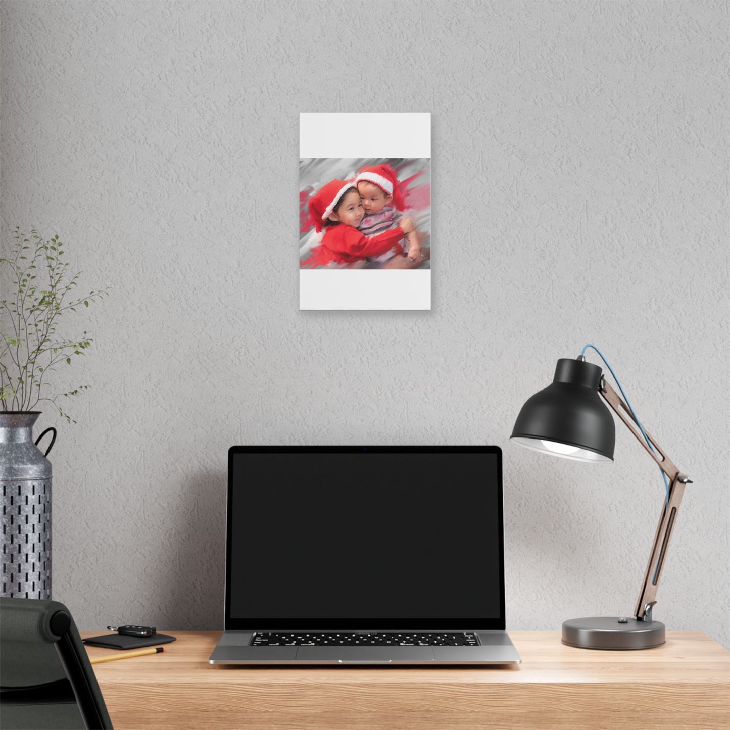 Children in Santa Hats Classic Stretched Canvas | Holiday Nursery Wall Art