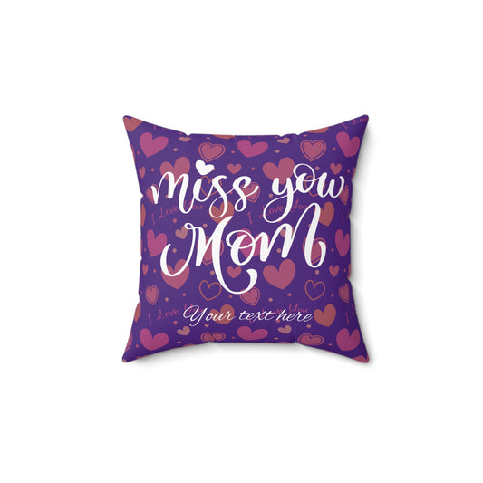 Miss You Mom Heart-Filled Square Pillow | Cozy Gift for Mother's Day