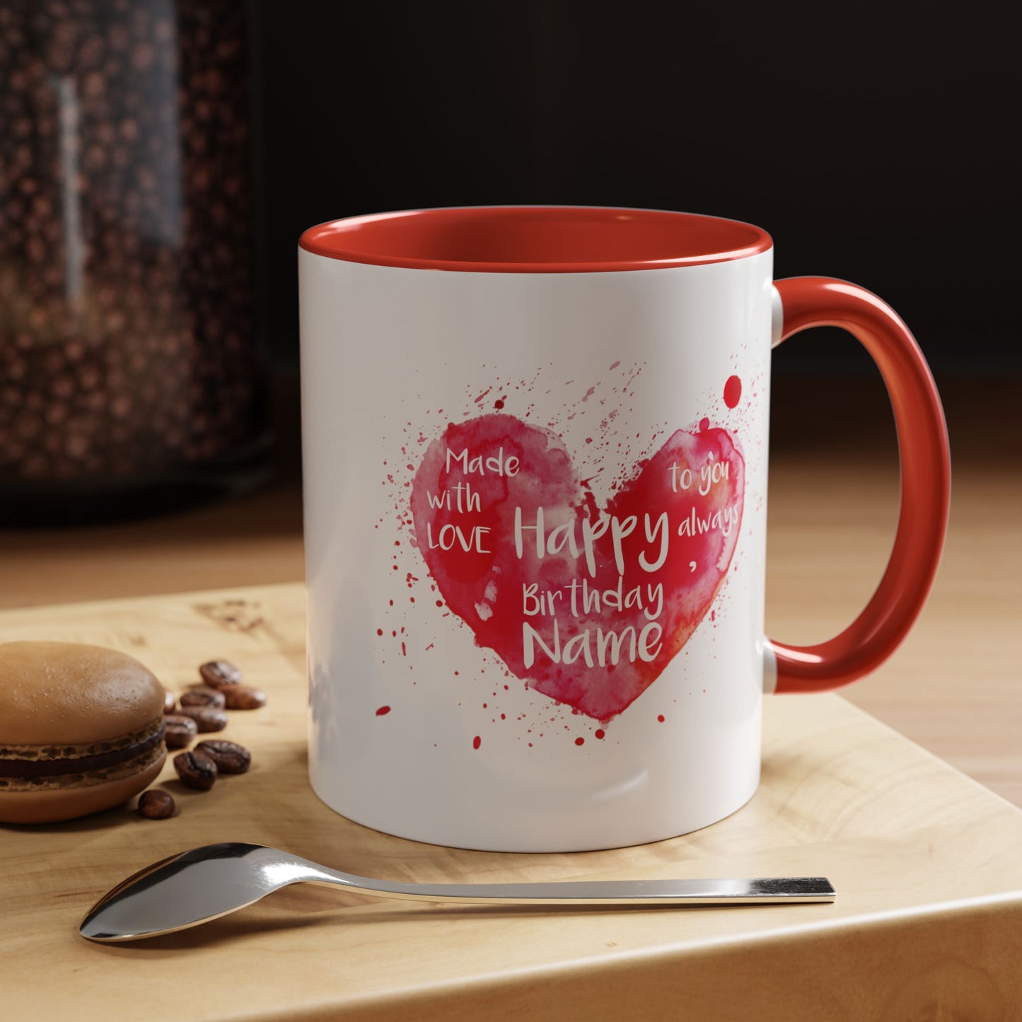 Personalized Heart Design Coffee Mug - Made with Love